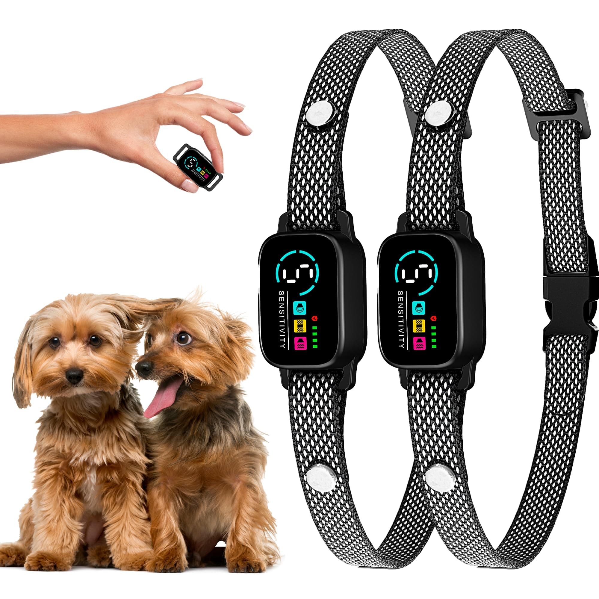 2 Pack Bark Collar for Small Dogs 5-15 lbs – 3 Modes & 5 Sensitivity Levels – Waterproof, Rechargeable, Magnetic Charging – Humane, Effective Training (Black)