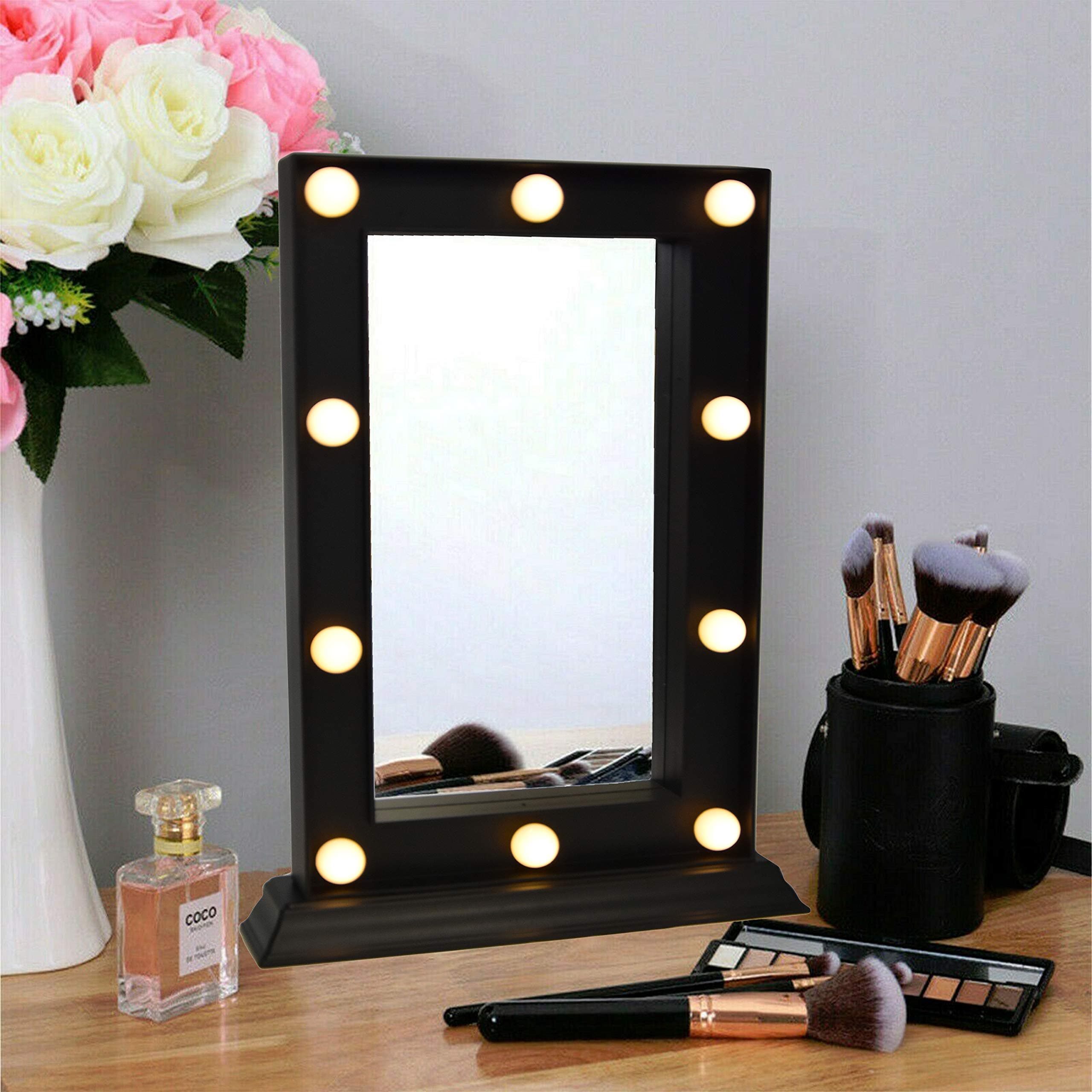 GEEZY LED Mirror Light Up Hollywood Lighted Mirror Vanity Makeup Stand Dressing Table with 10 LED Lights