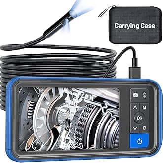 Dual Lens Endoscope Camera with Light, Teslong 4.5" HD Snake Borescope Inspection Camera, Automotive Scope Cam with Flexible Cable, Home Waterproof Fiber Optic for Sewer Drain Pipe (16.5FT)