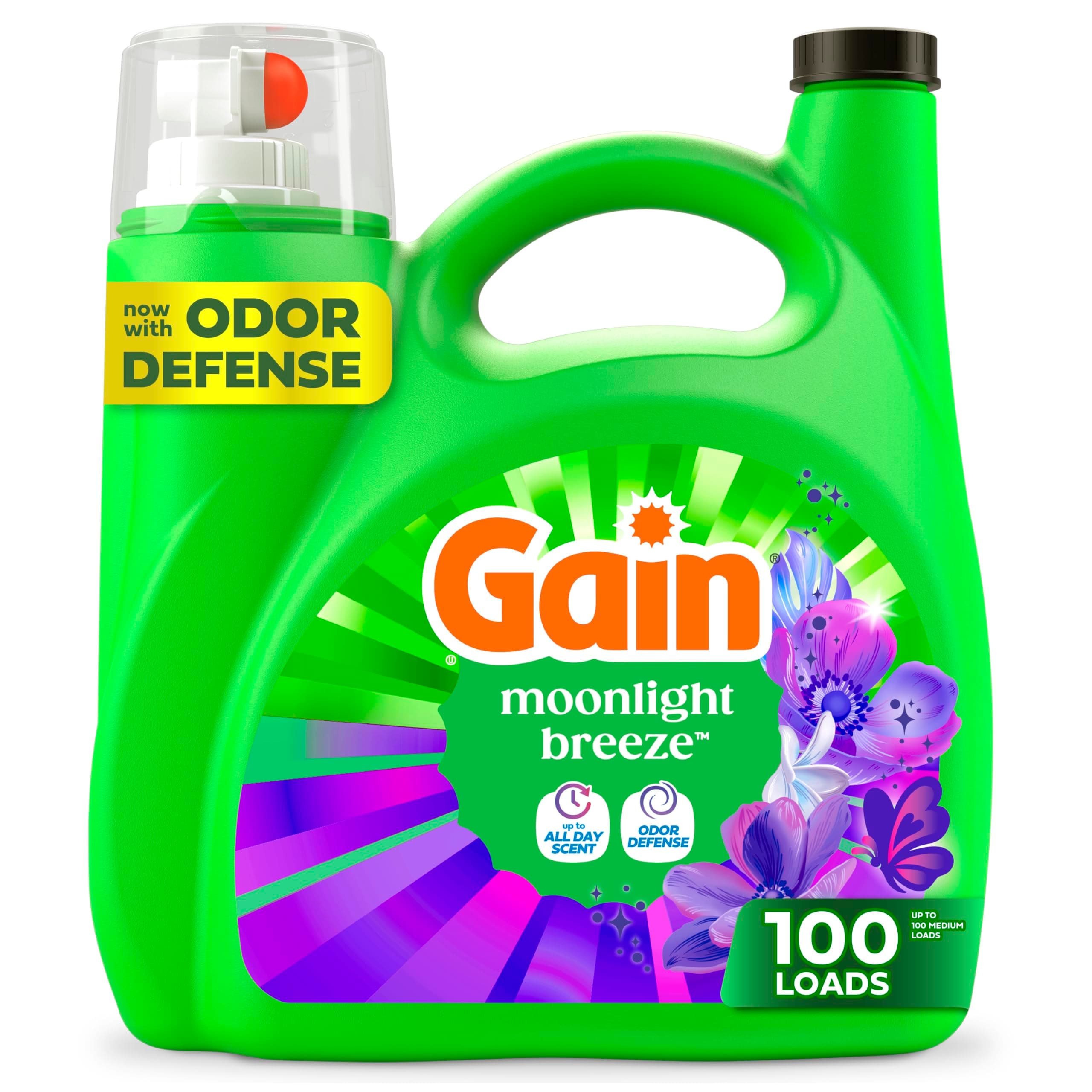 Liquid Laundry Detergent, Now with Odor Defense, Moonlight Breeze Scent, 132 fl oz, 100 Loads (Packaging May Vary)