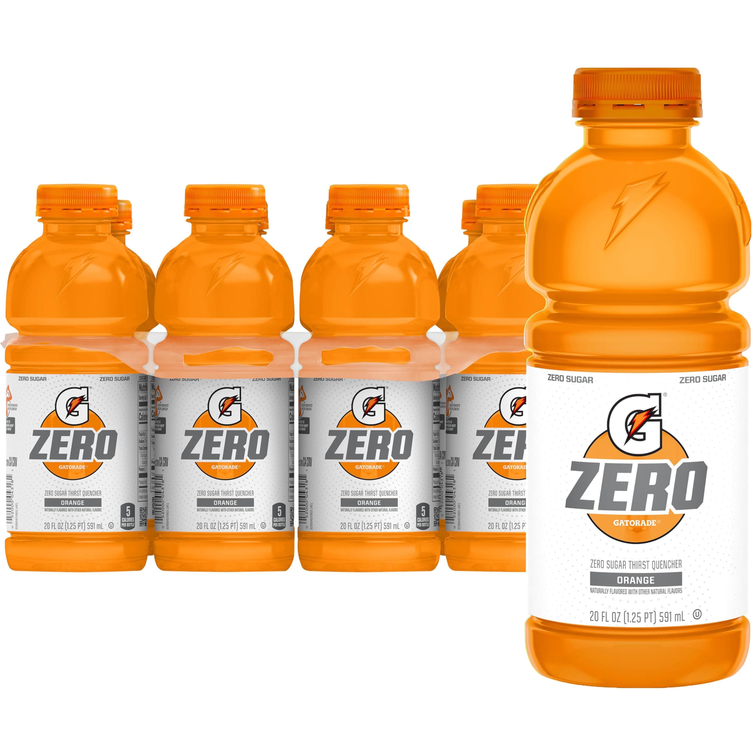 Zero Sugar Thirst Quencher, Orange, 20 Fl Oz Bottles, 8 Pack