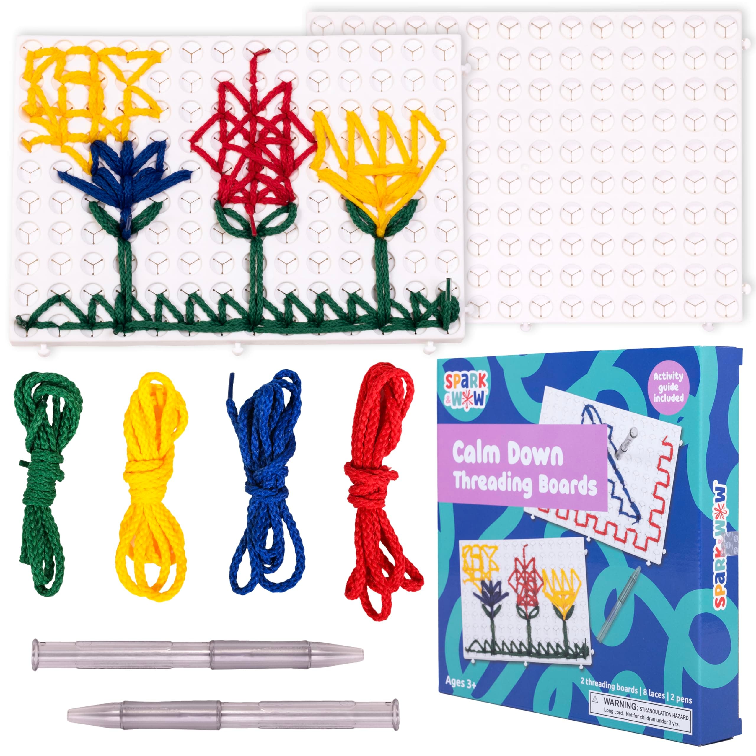 SPARK & WOW Calm Down Threading Boards - Set of 2 - Sensory Board for Calming Corner - Social Emotional Learning Activities - Occupational Therapy Toys