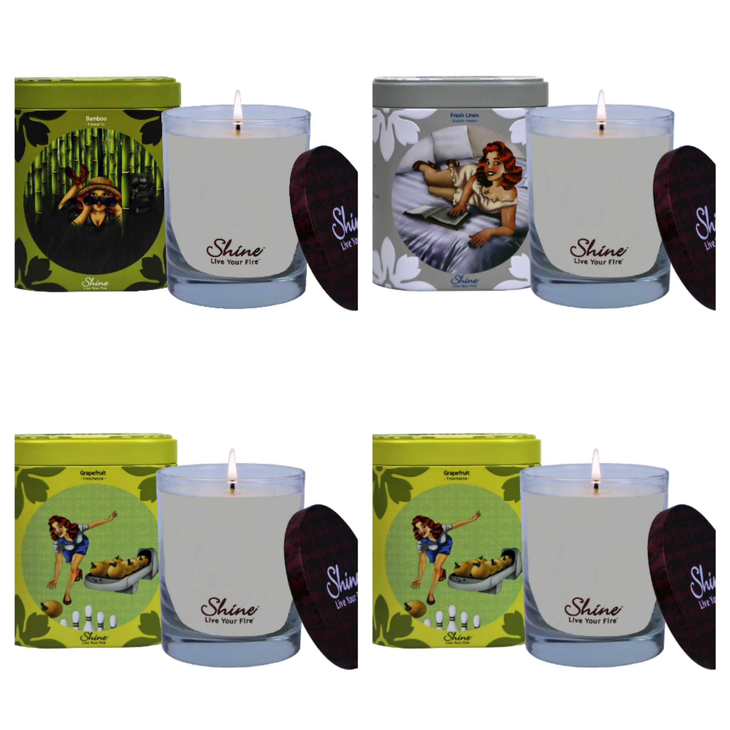 Premium Soy Scented Spring Clean Smells Grapefruit,Bamboo,Fresh Linen Scents (4 count) (9.7oz each)