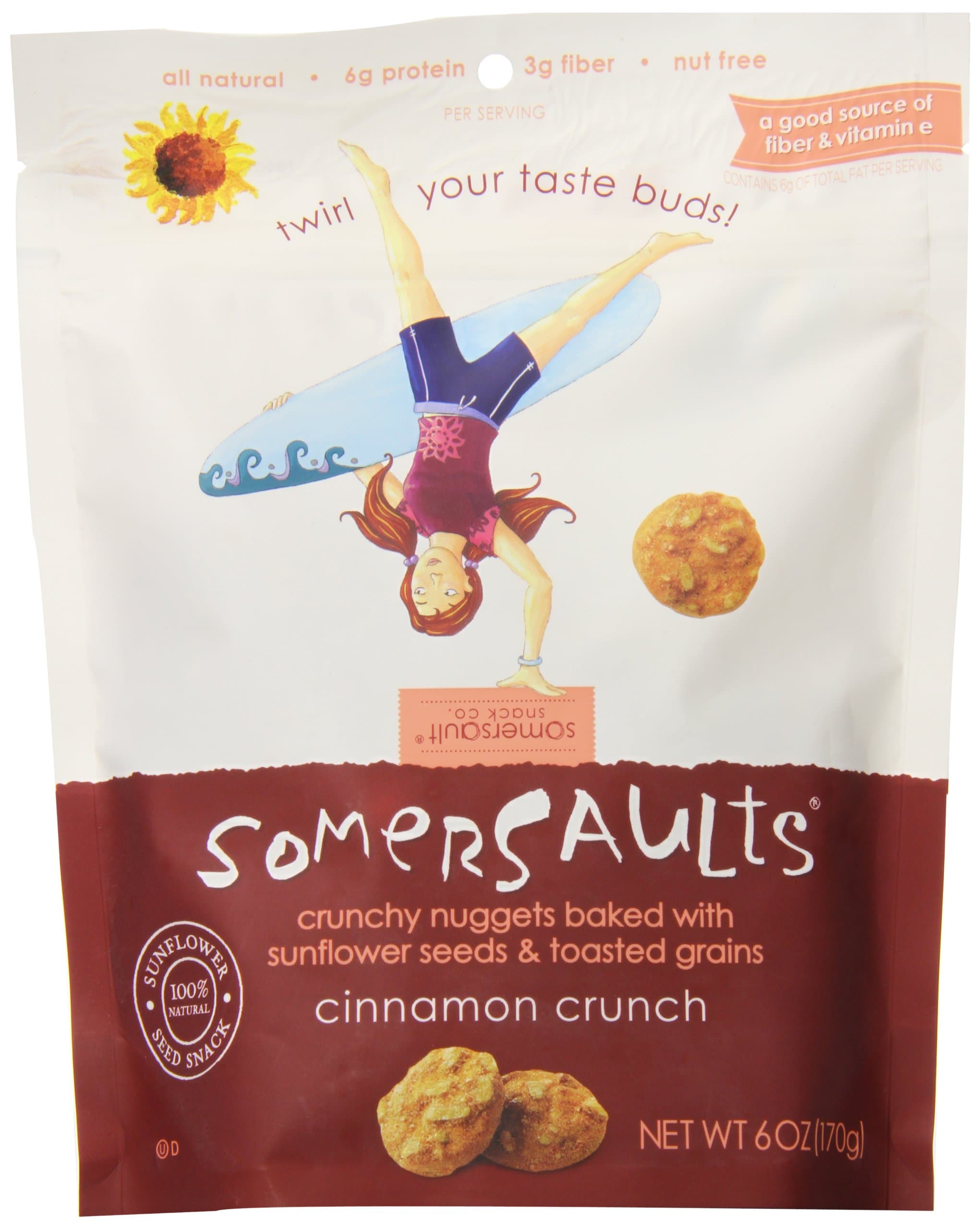 Somersaults Sunflower Seed Snack Cinnamon Crunch, 6oz.