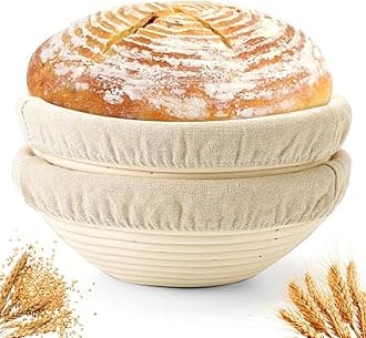 Savorella Bread Proofing Baskets Set of 2 10"/25cm Round Dough Proofing Bowls W/Liners Perfect for Home Sourdough Bakers Baking (25CM, Round)