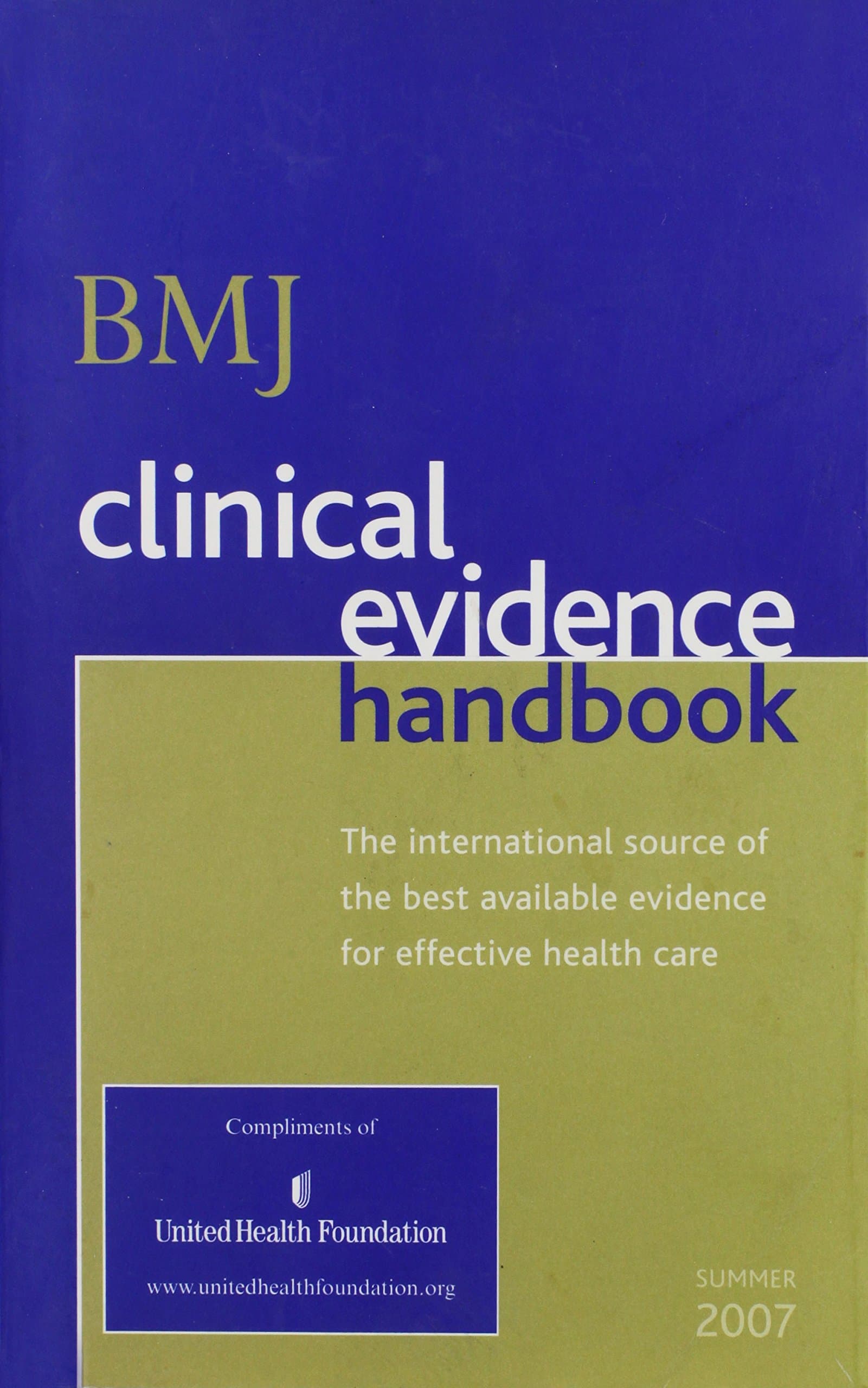BMJ Clinical Evidence Handbook: Issue 17