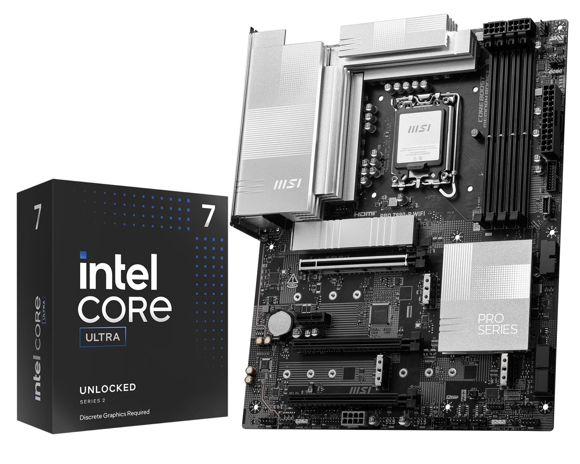 Micro Center CPU Motherboard Combo - Intel Ultra 7 265KF 20-Cores Unlocked Desktop Processor with PRO Z890-P WiFi ProSeries LGA 1851 ATX Motherboard