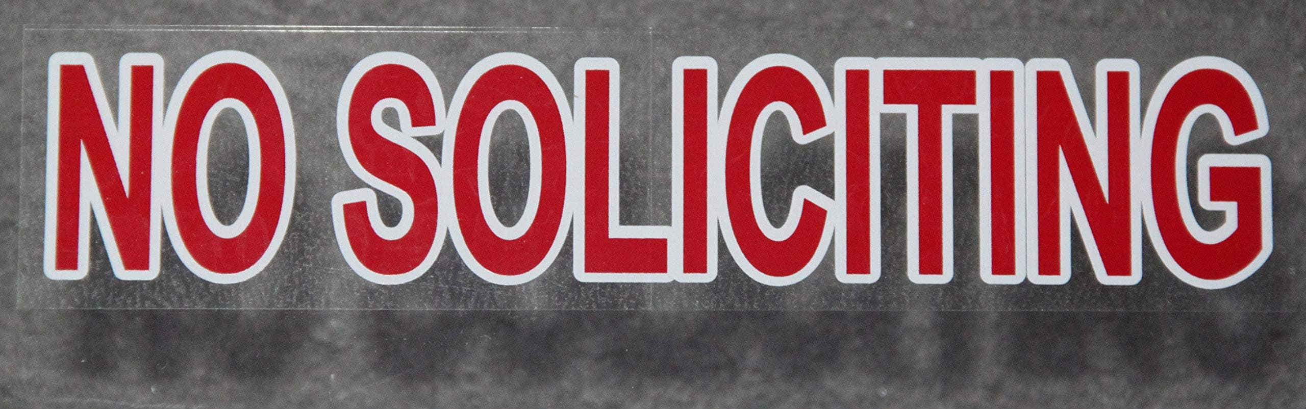 Premium and Pretty Variety 2 Pack, Removable Glue + Static Cling! Best reviewed NO Soliciting Sign Sticker, Transparent with red Color Like a Stop Sign to Keep Solicitors Away!