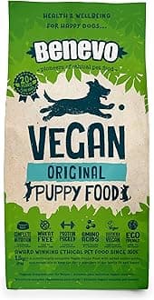 Benevo Vegan Puppy Food Dry (1.8kg) Hypoallergenic, Wheat Free & Non GM, With Essential Fatty Acids, Taurine, & L-carnitine, For Large & Small Breeds, Approved By PETA & Vegan Society UK