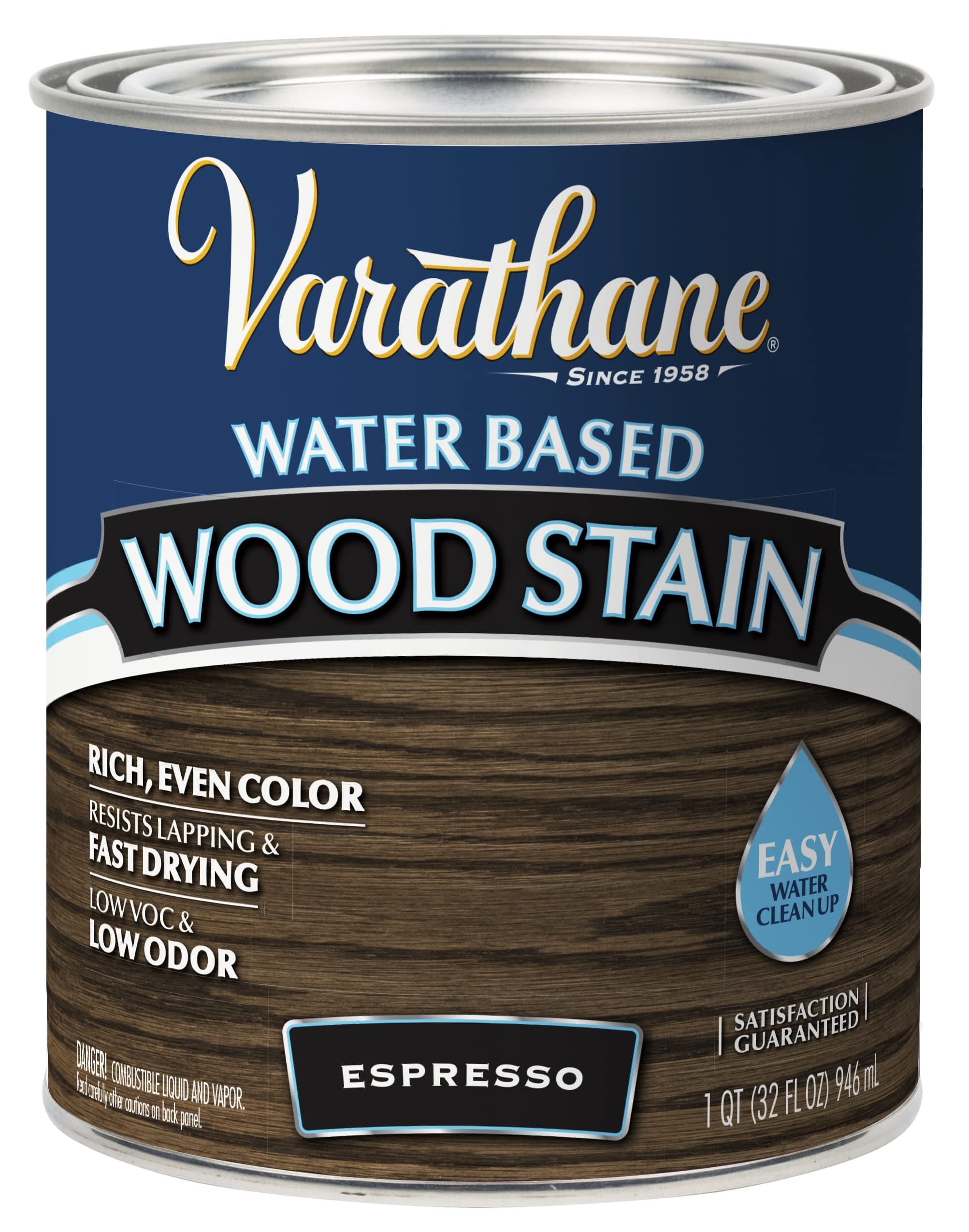 381118 Water Based Wood Stain, Quart, Espresso