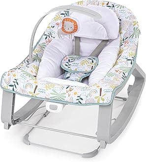 Ingenuity Keep Cozy 3-in-1 Grow with Me Vibrating Baby Bouncer Seat & Infant to Toddler Rocker, Vibrations & Toy Bar, 0-30 Months Up to 40 lbs (Isle of Palms)