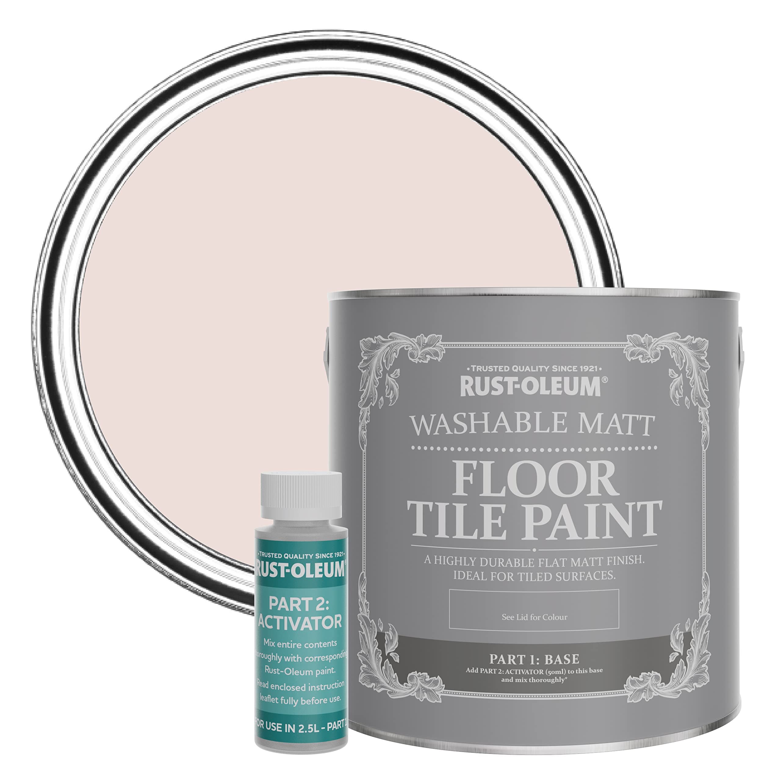 Rust-OleumPink Washable Matt Floor Tile Paint - Elbow Beach 2.5L