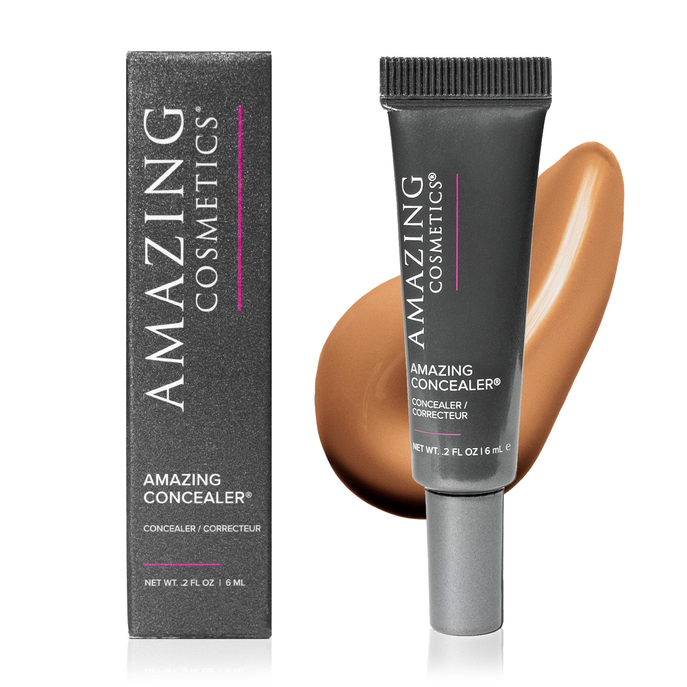 AmazingCosmetics Amazing Concealer, Full Coverage with Pin Dot Amounts, Long Wear Concealer Makeup for Undereye Dark Circles, Blemishes and Spots, Color Correcting, Skin- Like Finish