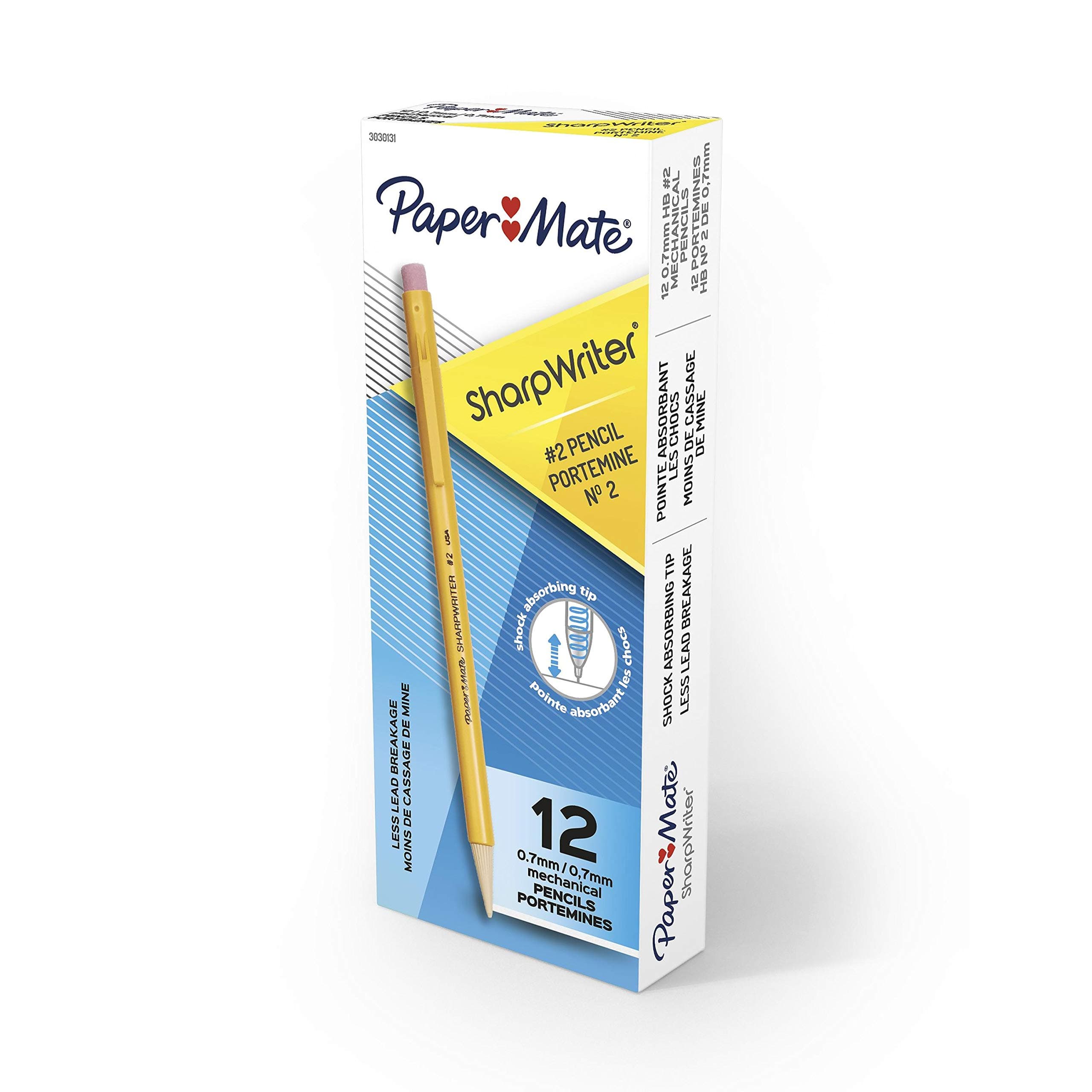 SharpWriter Mechanical Pencils, 0.7mm, HB #2, Yellow, 12 Count