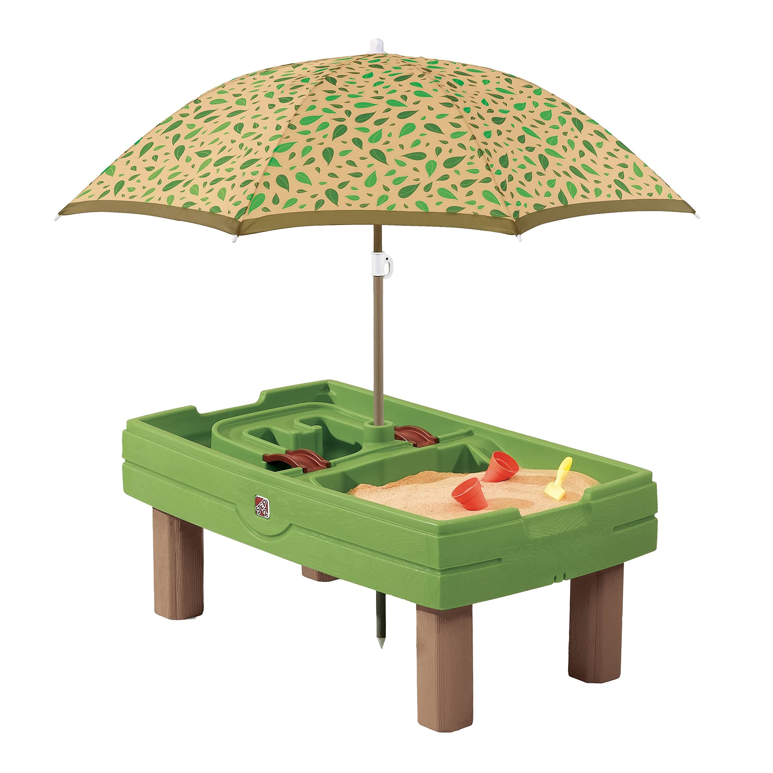 Step2 Naturally Playful Sand & Water Activity Center | Kids Sand & Water Table with Umbrella