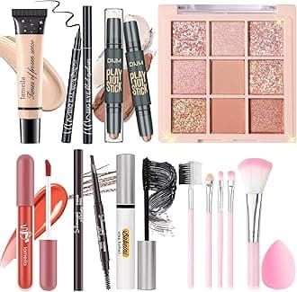 Makeup Set Kit for Women Girls Teens, Makeup Present Set, Includes 9 Color Eyeshadow, Counter Stick, Foundation, Eyebrow Pencil, Eyeliner, Mascara, Lip Gloss, 5Pcs Brushes, Sponge