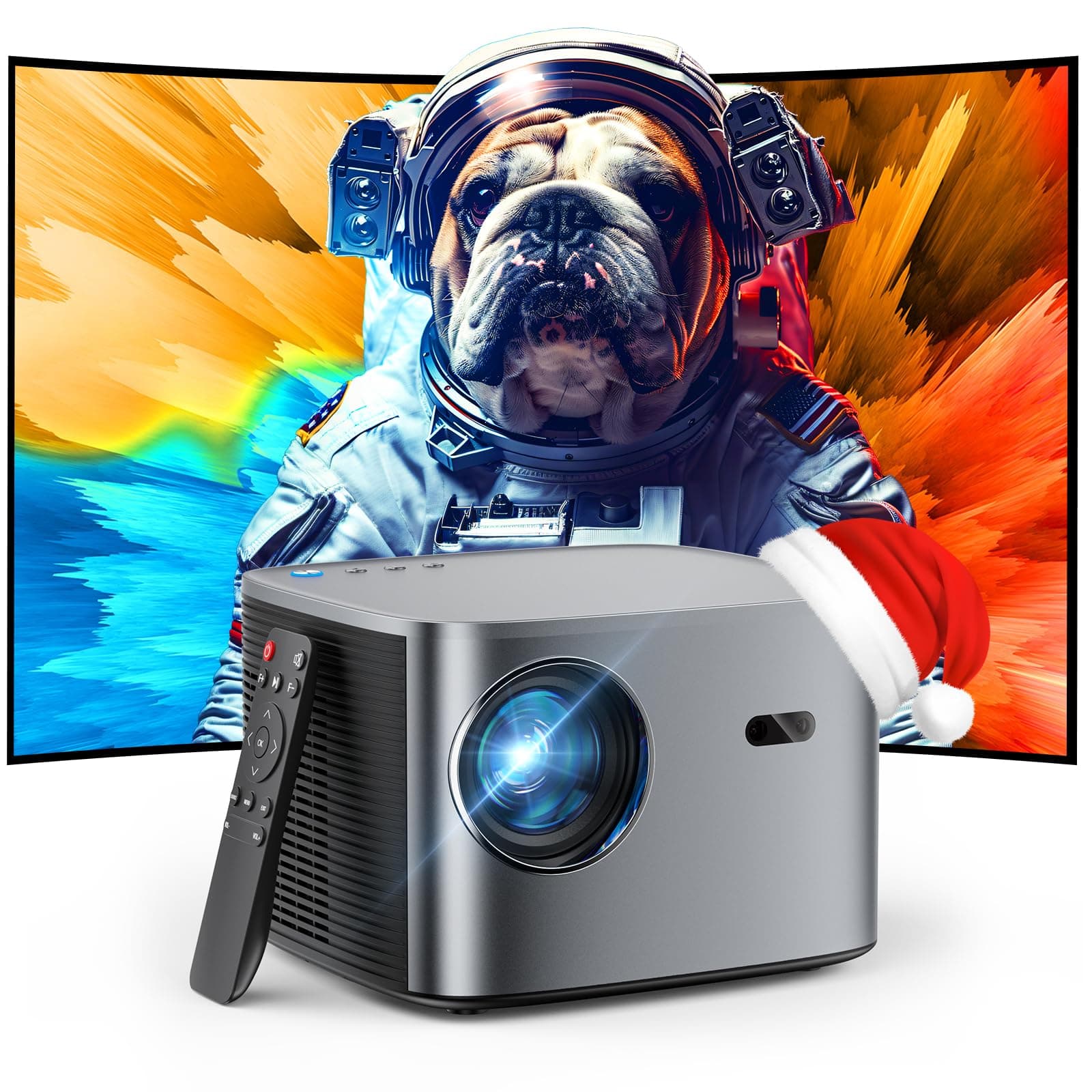 Groview[Auto Focus/Keystone] 4K Projector with WiFi and Bluetooth, 500 ANSI Movie Projector for Outdoor Use, Proyector with 50-100% Zoom, Compatible with iOS/Android/HDMI/TV Stick