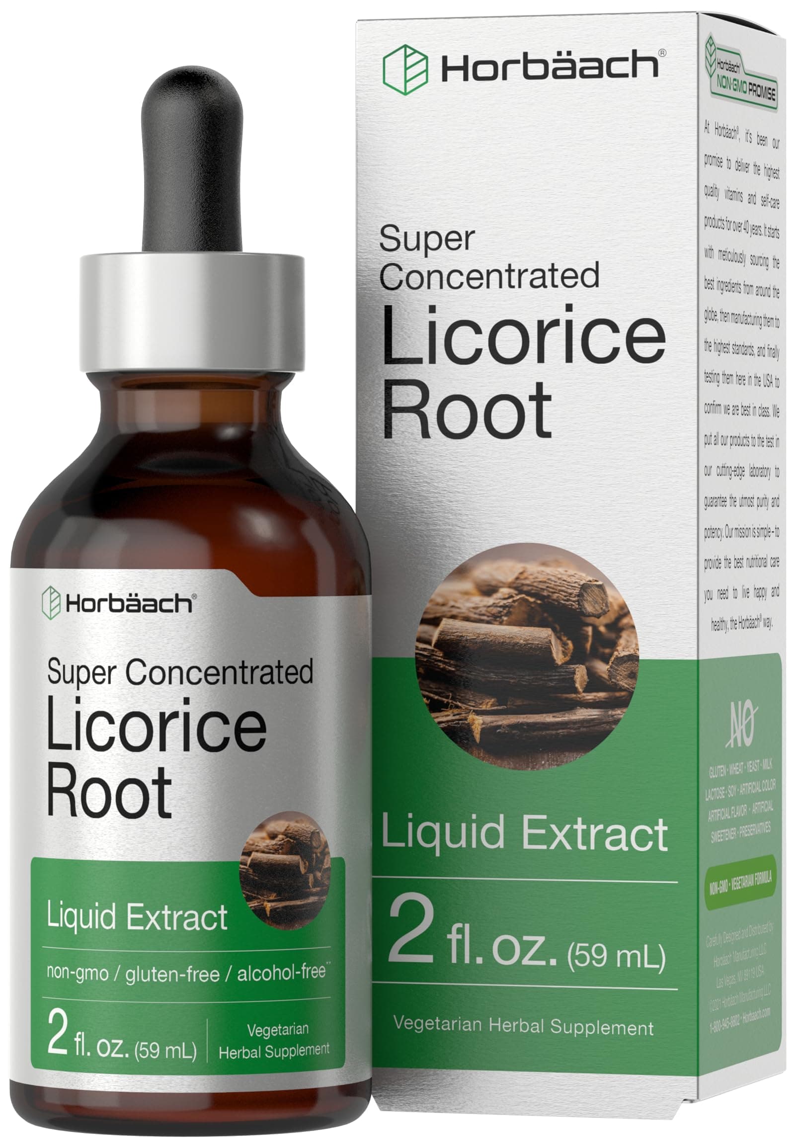 Horbäach Licorice Root Extract | 2 fl oz | Alcohol Free Tincture | Vegetarian Liquid Supplement | Non-GMO & Gluten Free