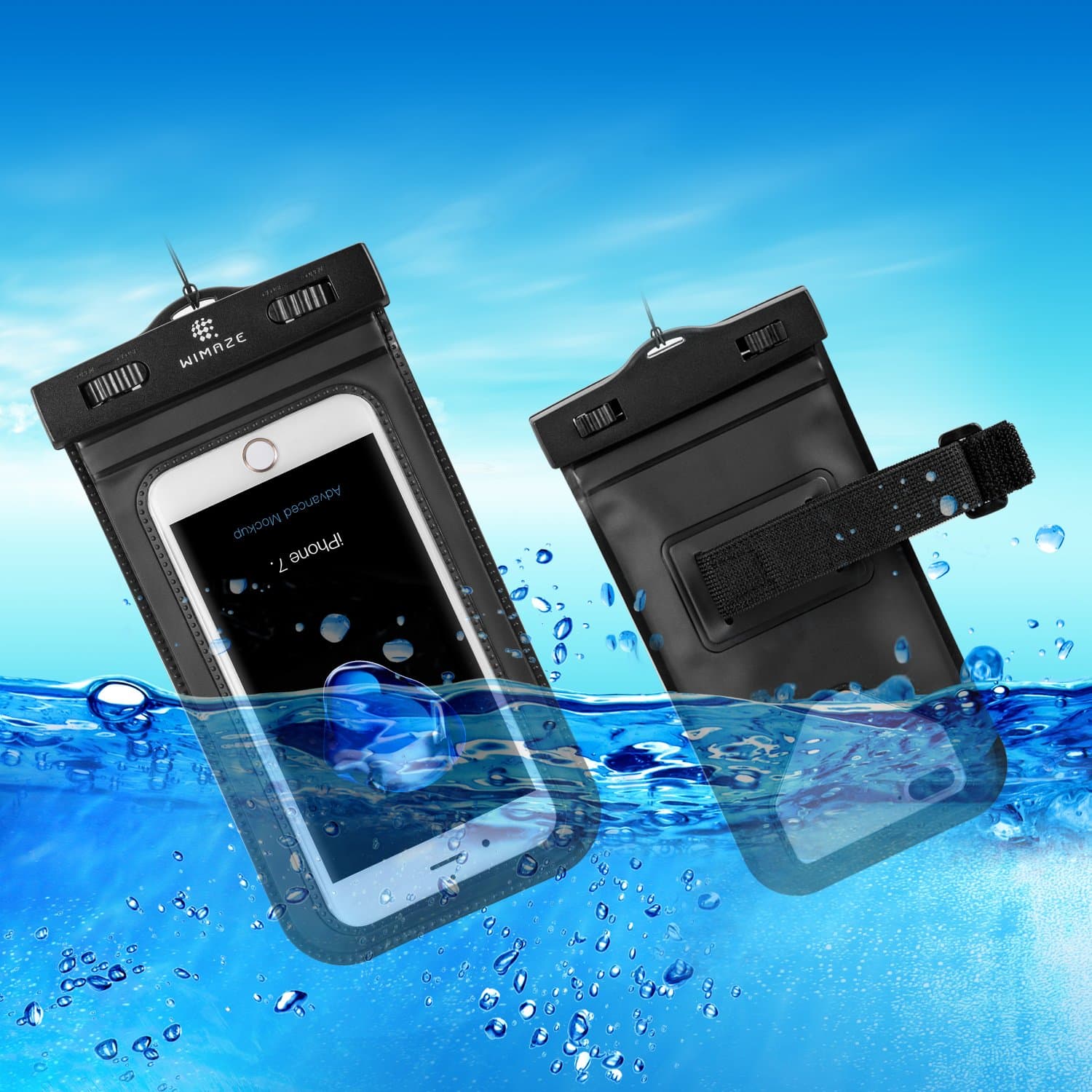 universal water proof cell phone pouch fit for any type of cell phone up to 5.5 inches, 7 inches diagonal