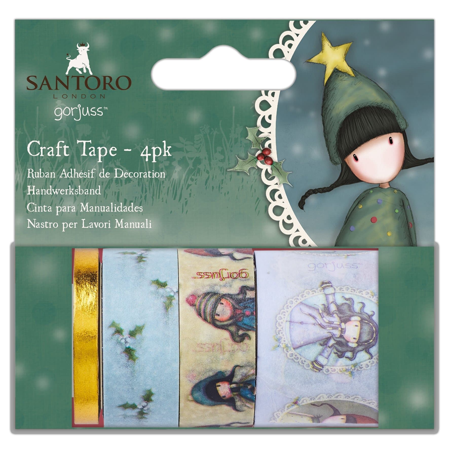 Santoro Gorjuss Craft Tape (4 Pack), One Size, Multi
