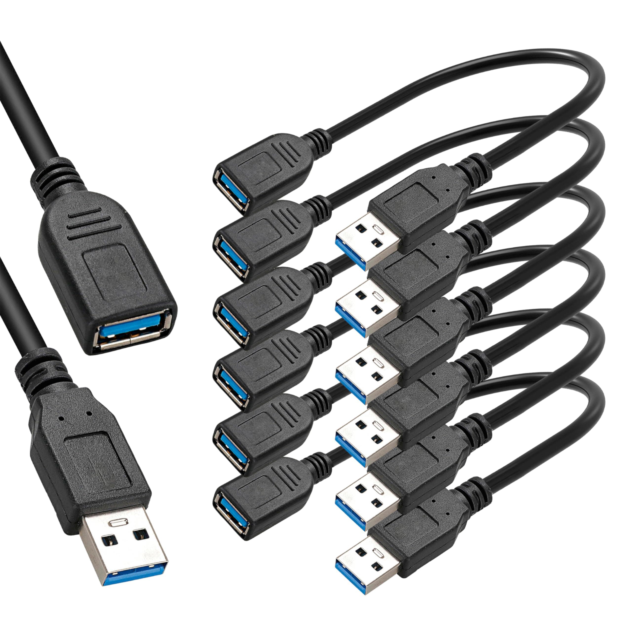 - SaiTech IT 6 Pack 15cm Short USB 3.0 Male A to Female A Extension Cable 5GBps for Laptop/PC/Mac/Printers- Black