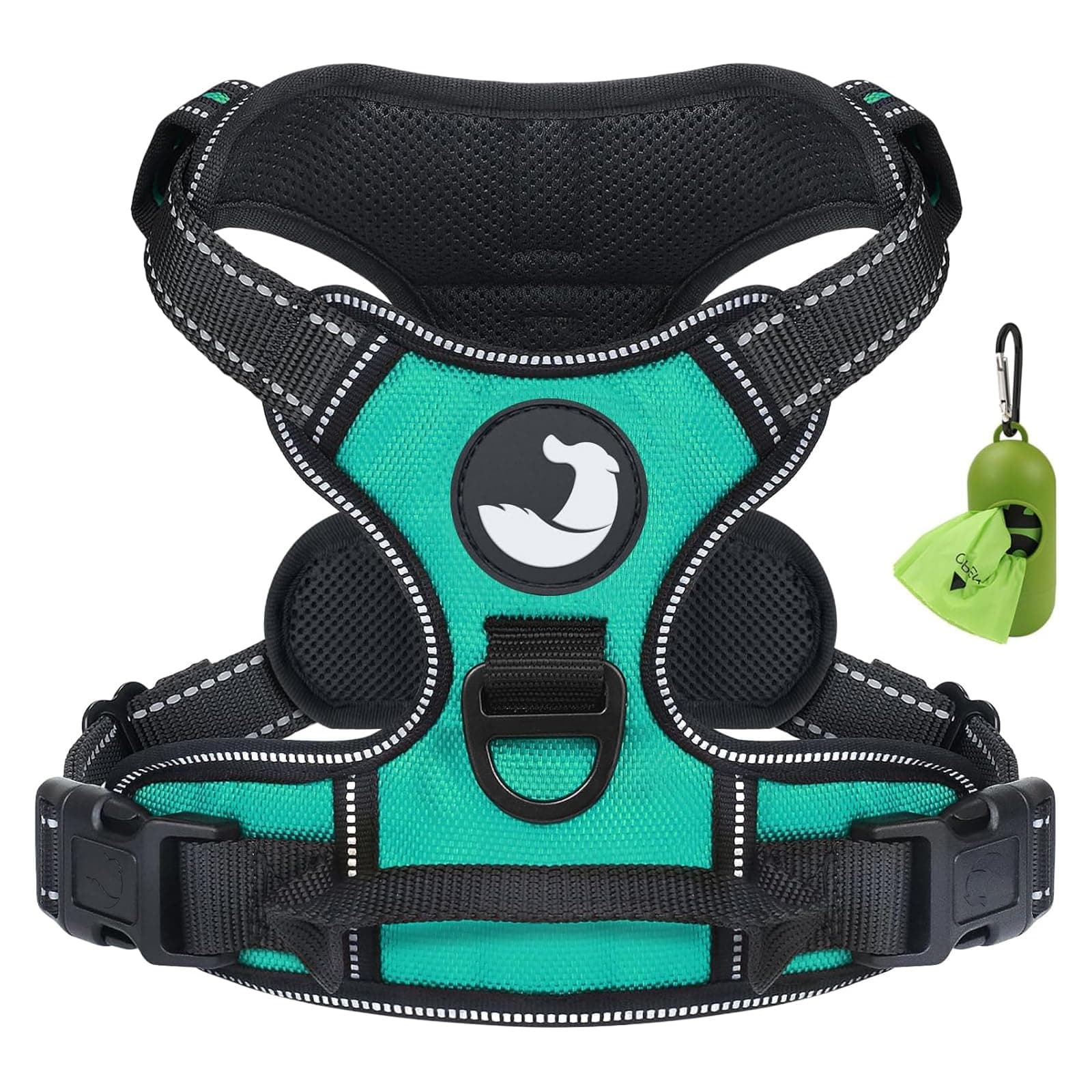 Joytale No Pull Dog Harness for Small Dogs, Reflective Pet Vest with Front Clip, Adjustable Soft Padded Harnesses with Easy Control Handle for Training and Walking, Teal, S