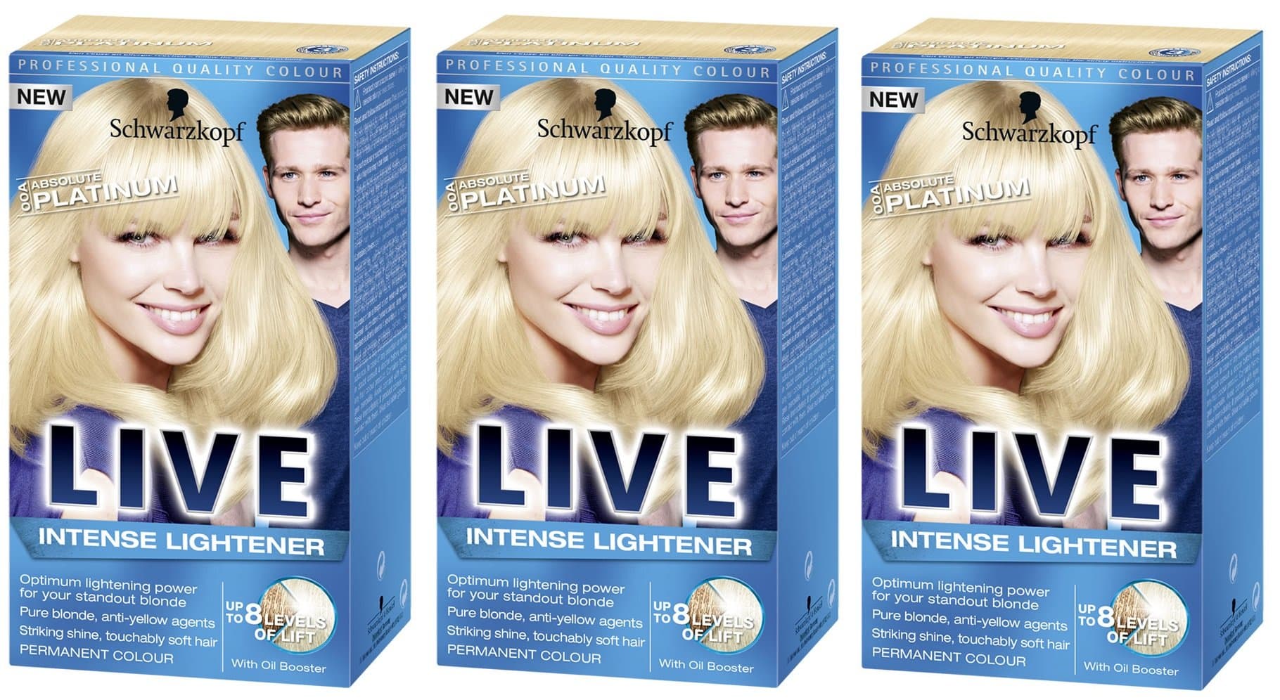 Schwarzkopf Live Intense Lightener Absolute Platinum 00A - Pack of 3