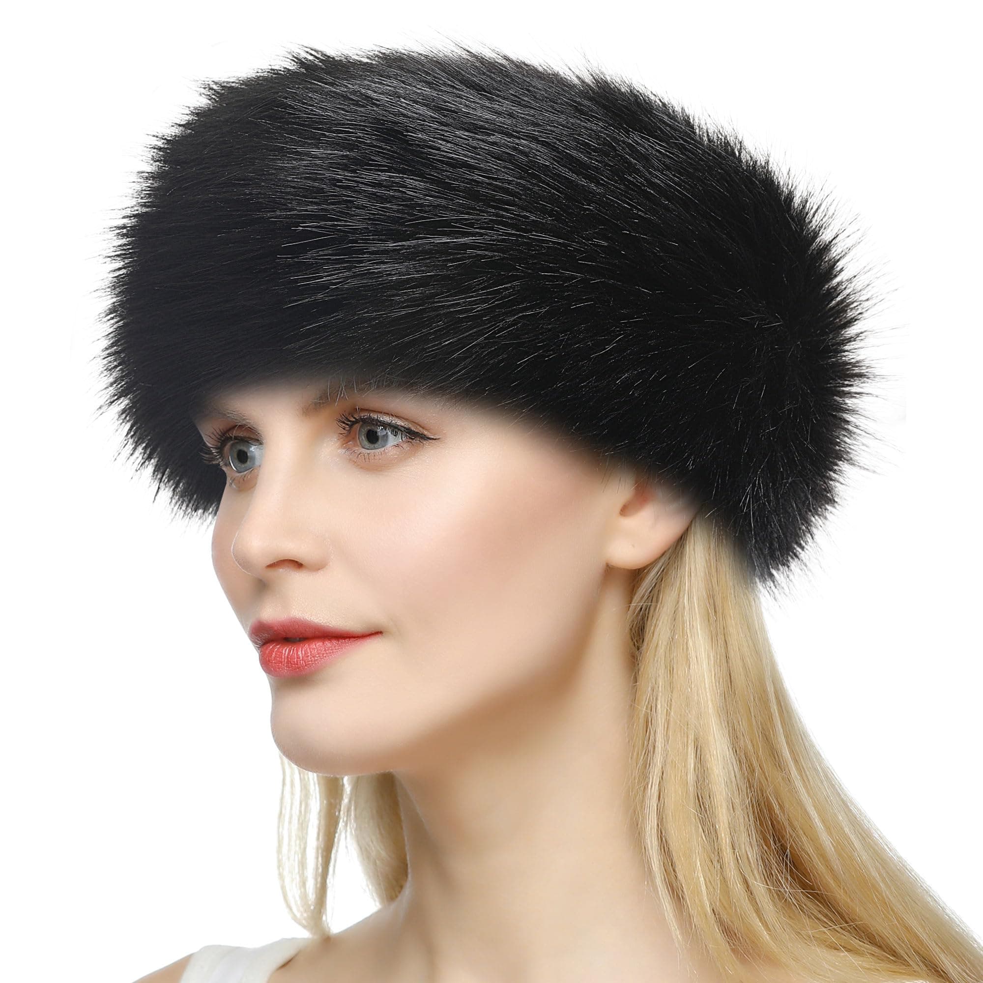 Dikoaina Womens Faux Fur Headband Winter Earwarmer Earmuff Ski