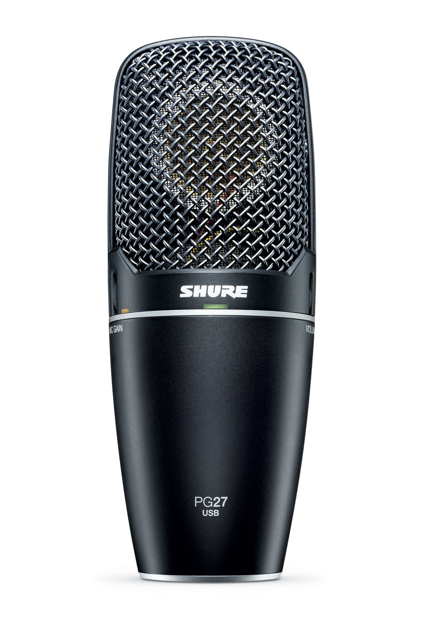 Shure PG27-USB Side-Address Condenser Microphone, Plug and Play, natural reproduction, Integrated Pre-Amp with Microphone Gain Control, Zero Latency Monitoring, Headphone Jack