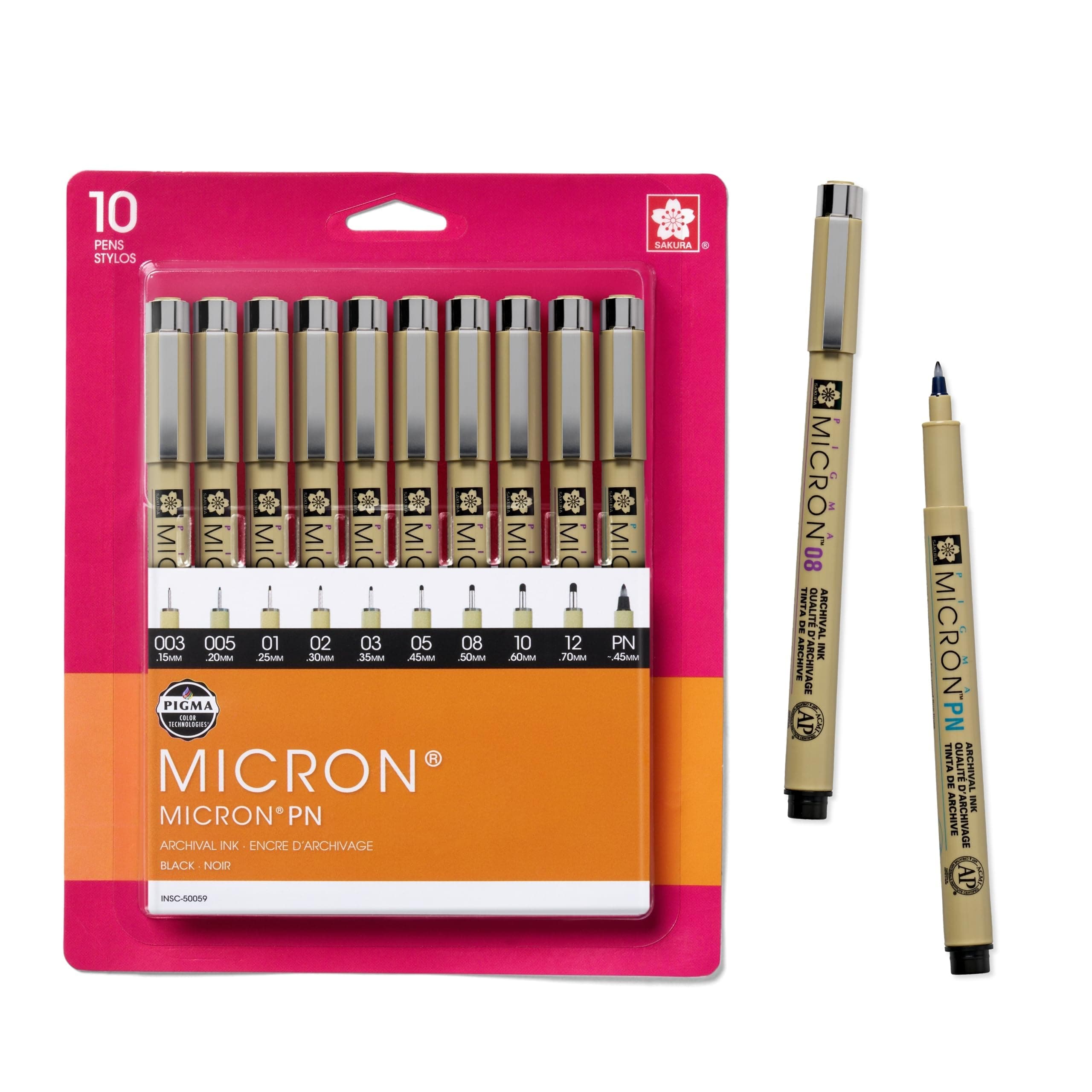 SAKURA Pigma Micron Black Ink Multi-tip Set, 10 Pack