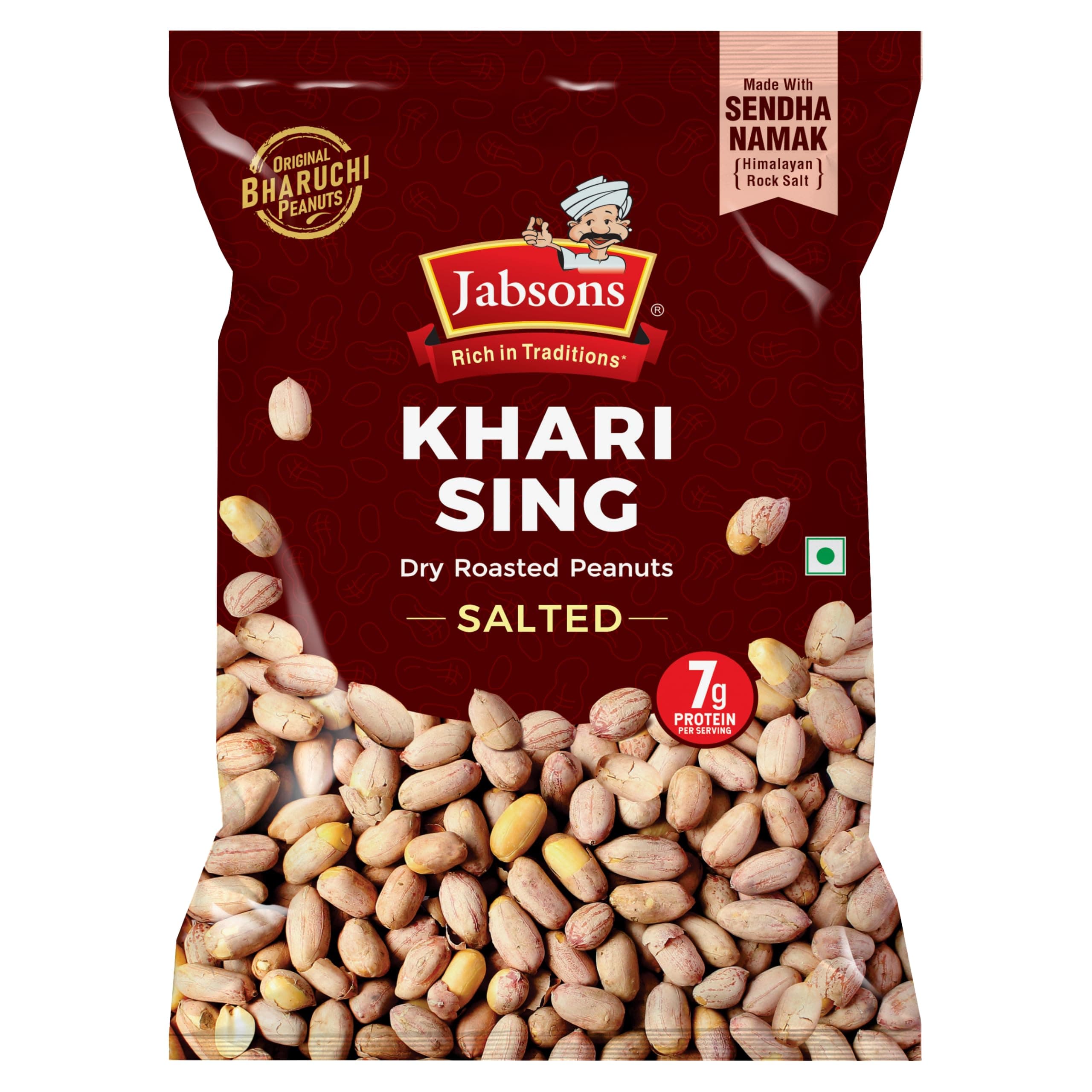 Khari Sing (400g) - Dry Roasted Salted Bharuchi Peanuts | Made with Sendha Namak (Rock Salt) | 7g Protein per serving | Non-Fried Healthy Snack | No Artificial Colors | Authentic Moongfali