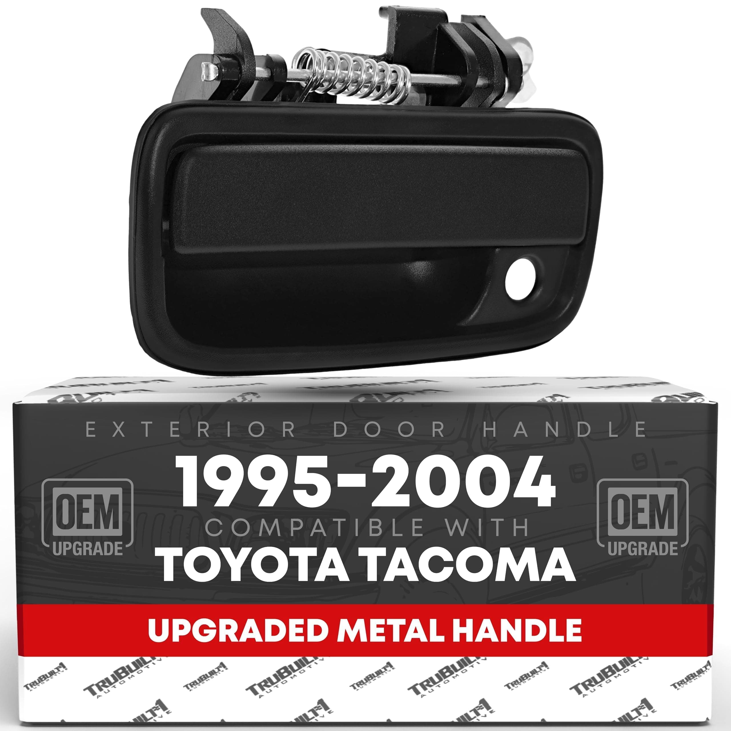Exterior Front Driver Door Handle Replacement, Upgraded Metal - Compatible with 1995-2004 Toyota Tacoma - Textured Black - OEM 69220-35020, 79344, 91319, TO1310117