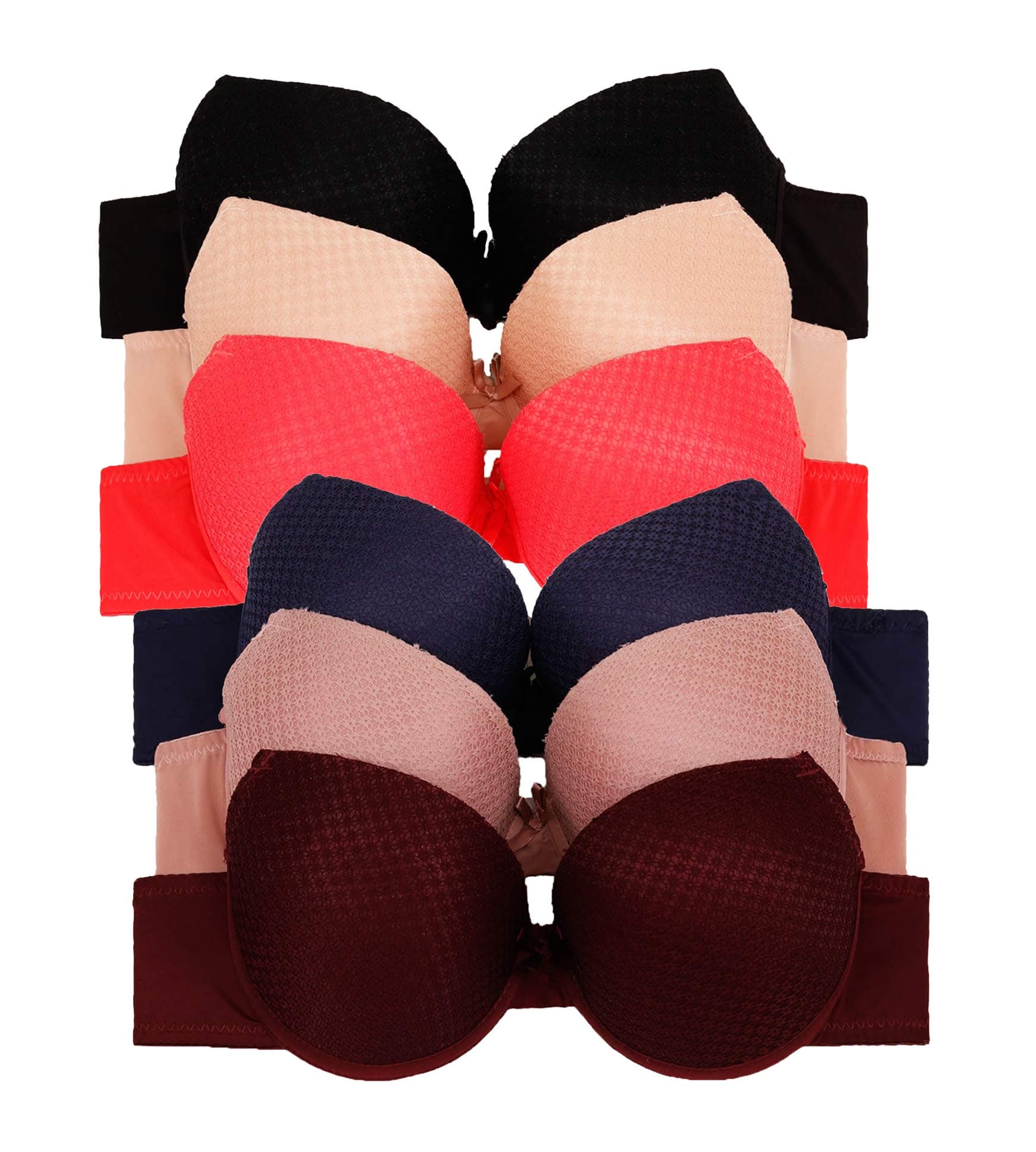 2ND DATE Women's Push up & Double Push up Bras (Packs of 6) - Various Styles