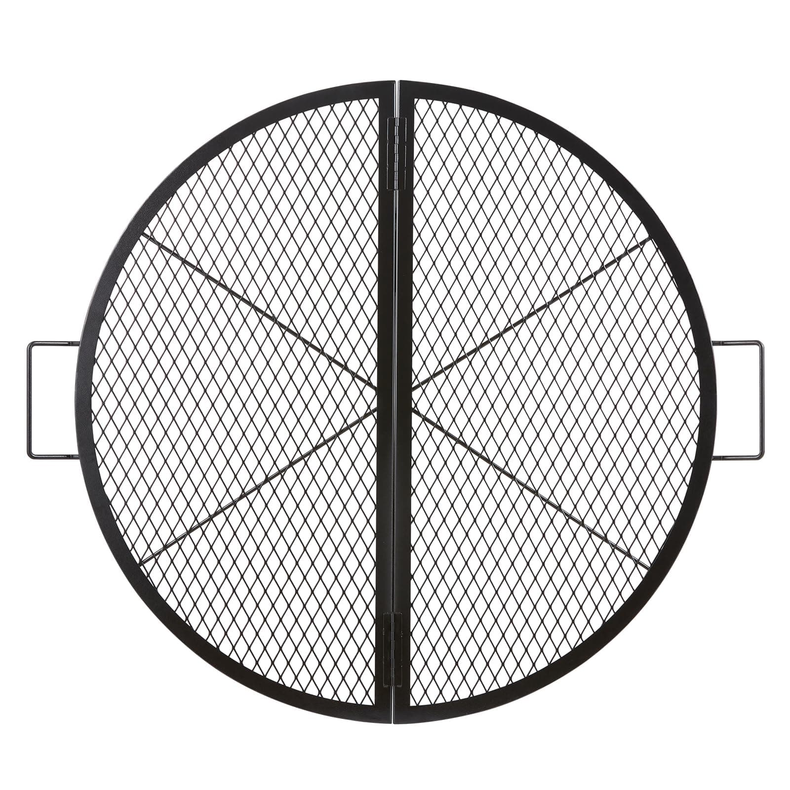 VEVOR Fire Pit Cooking Grill Grate 36 Inch, Foldable Round Cooking Rack, Heavy Duty X-Marks Campfire BBQ Grill with Portable Handle & Support Wire for Outdoor Picnic Party & Gathering, Black
