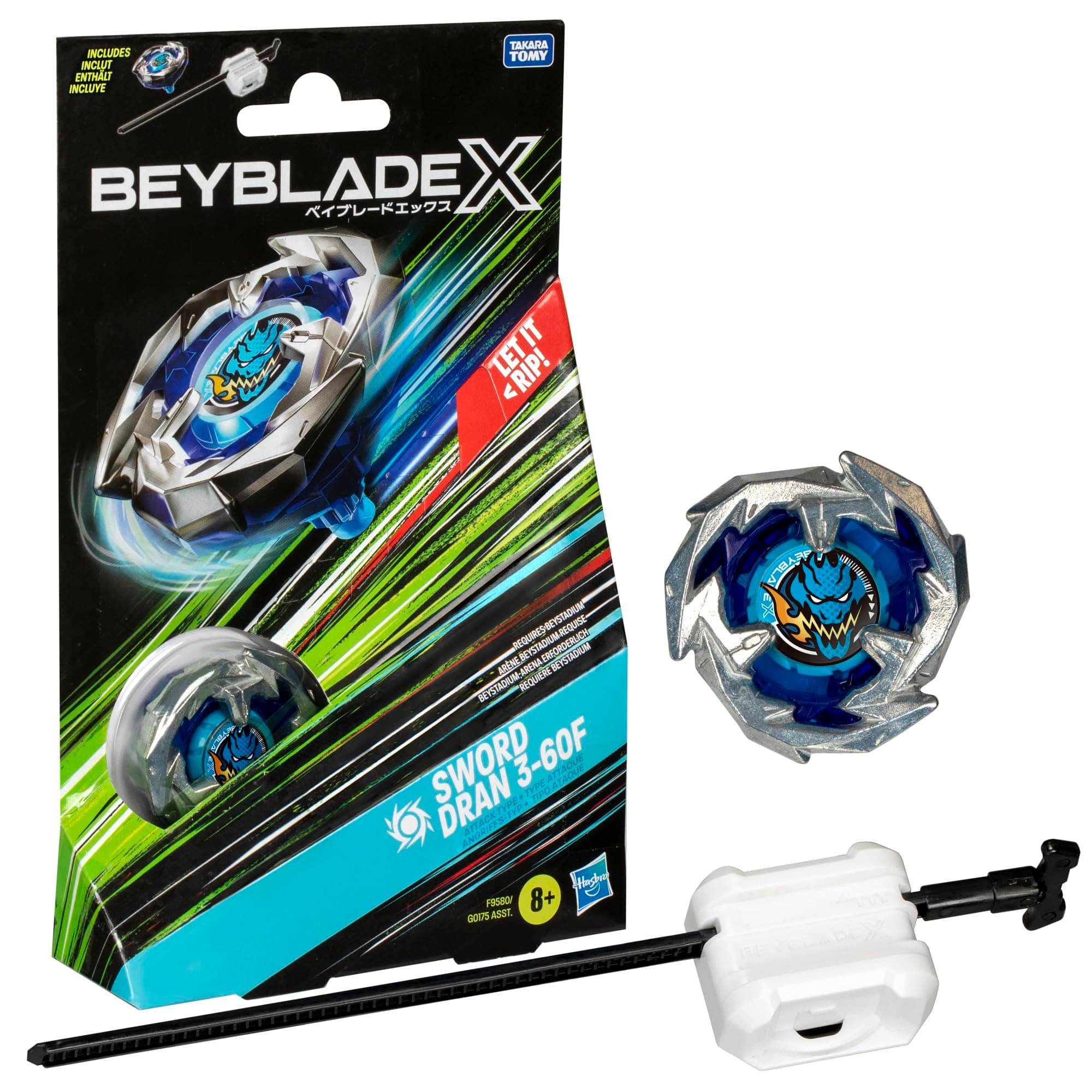Beyblade X, Starter Pack Sword Dran 3-60F with Competition Spinner, Launcher, Toys for Children from 8 Years, for Boys and Girls