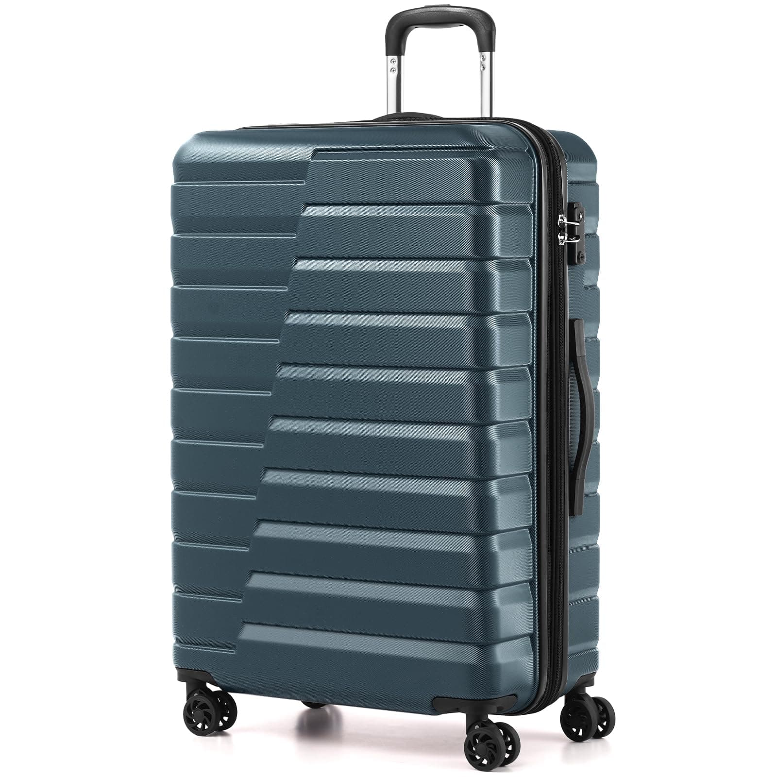 Expandable Large Checked Luggage with Spinner Wheels, Hard Shell Suitcase TSA Lock Rolling Travel Luggage 28-inch,Teal Blue