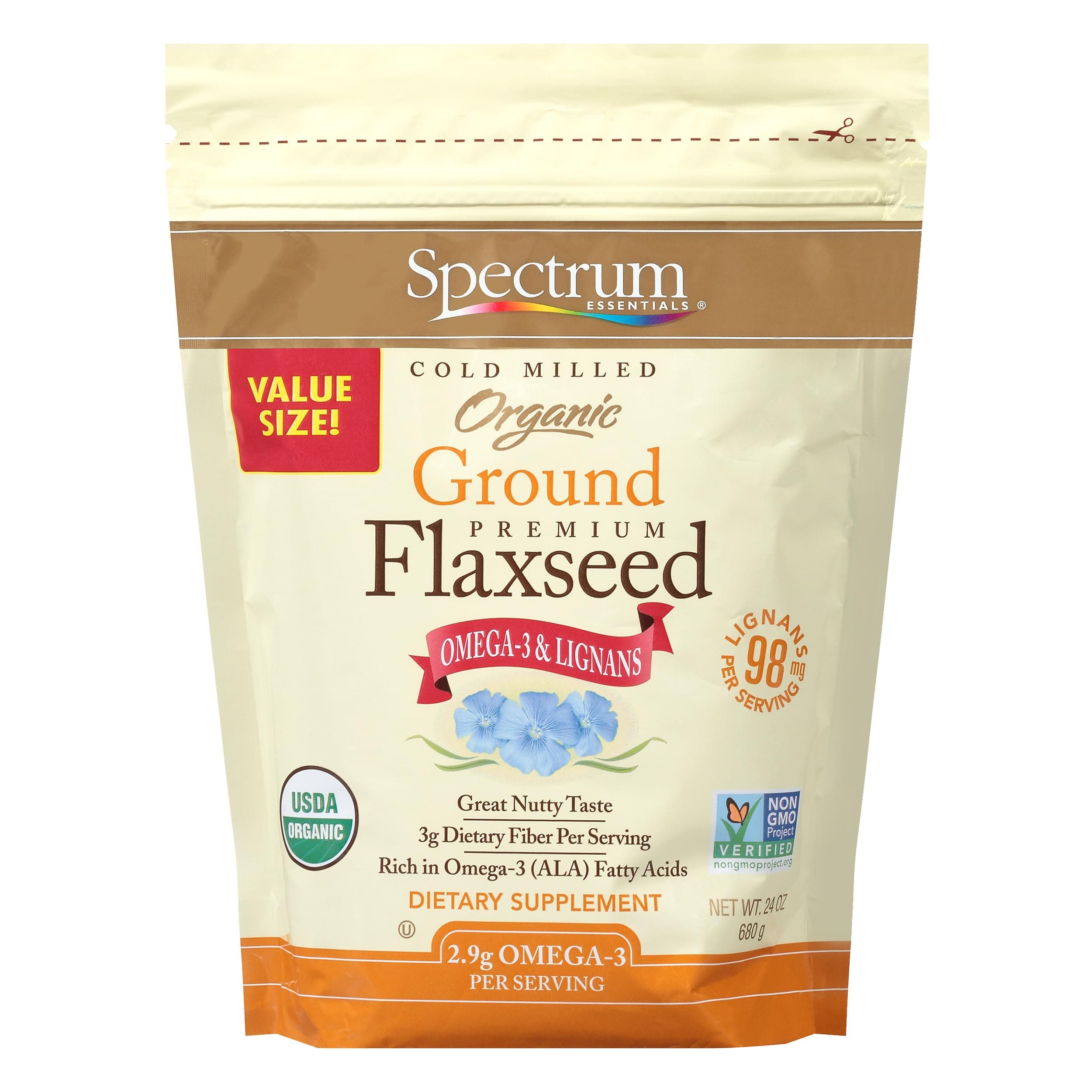 Spectrum Essentials Organic Ground Flaxseed, 24 Ounce