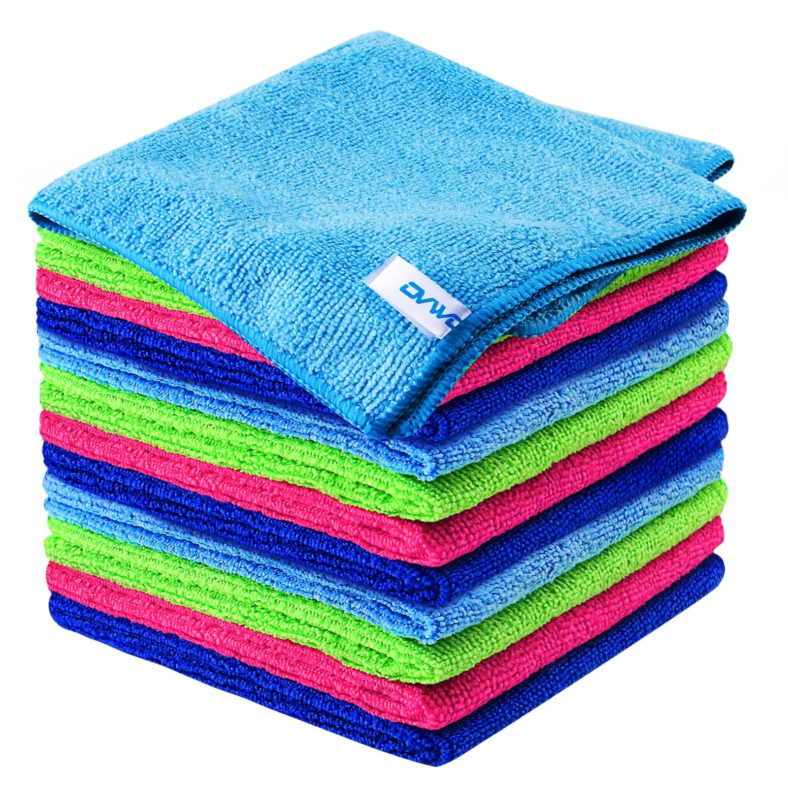 12Pcs Premium Microfibre Cleaning Cloth - Highly Absorbent, Scratch Free, Reusable Cleaning Products - for Microfibre Cloth, Microfibre Towel, Dish Cloths, Dusting Cloths in Household Cleaning