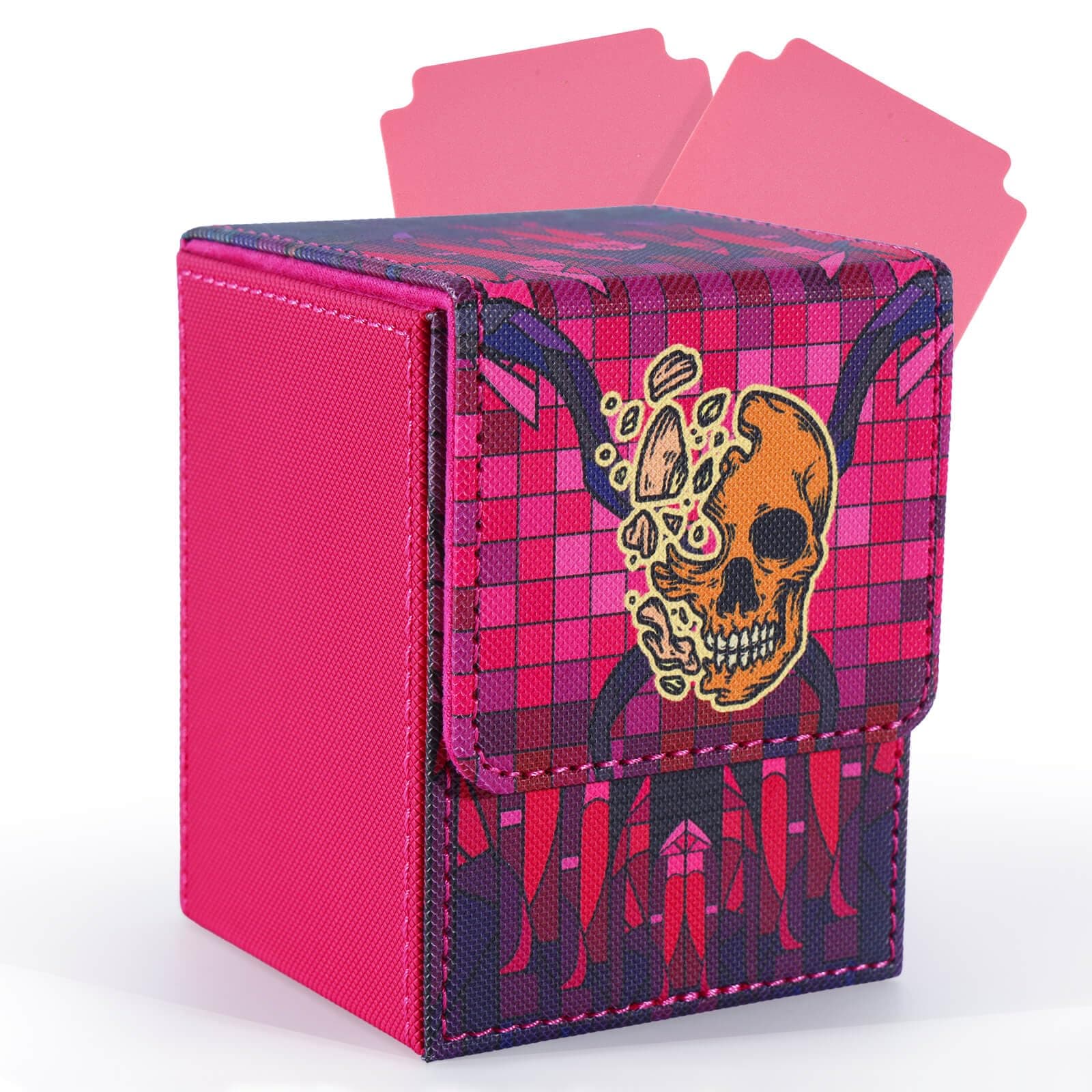 tombert150+ Premium Deck Box Case for MTG PTCG, Large Capacity with 2 Dividers, Fits 100+ Sleeved Cards TCG Trading Card Games(Vertical-Pink)