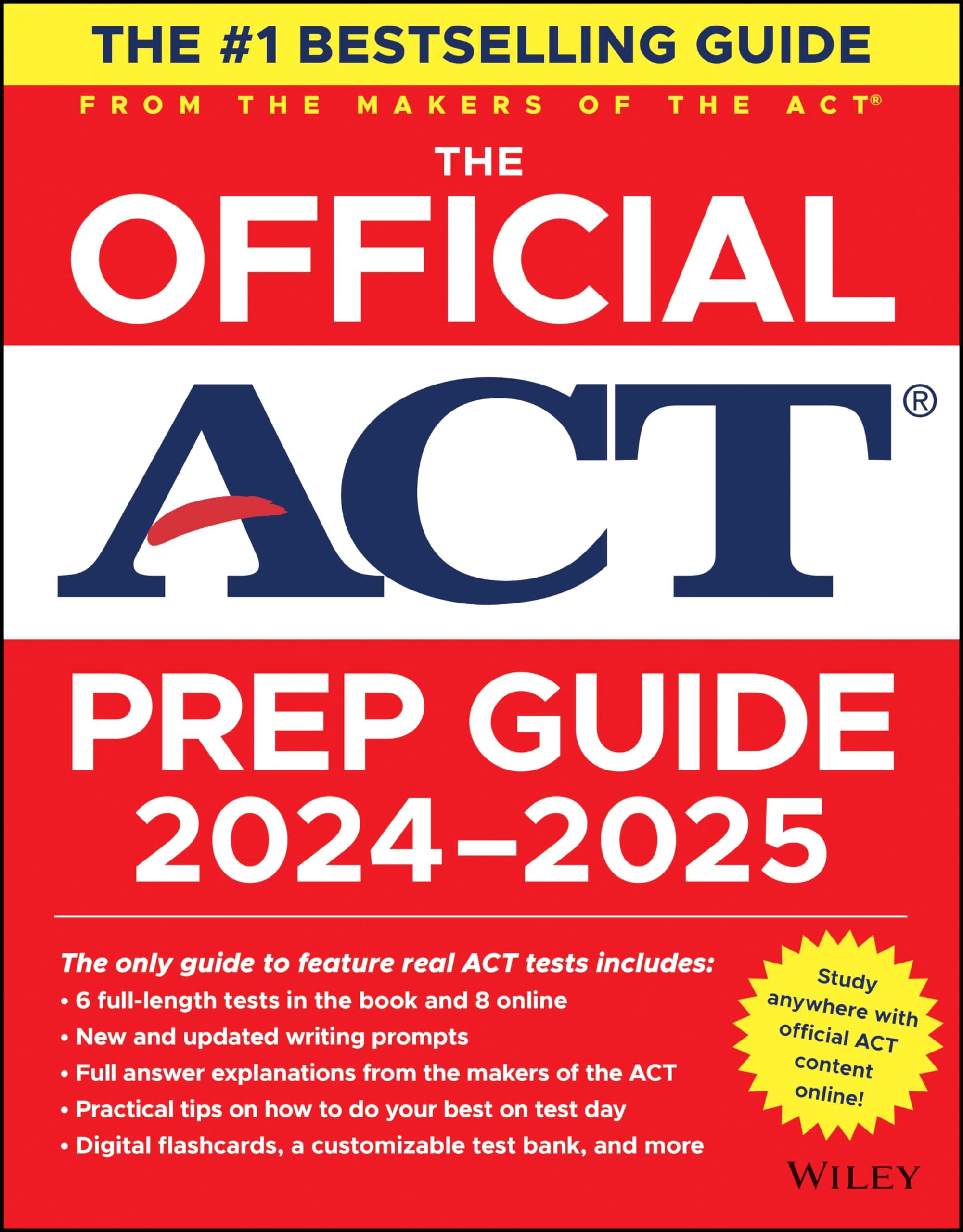 WILEY The Official ACT Prep Guide 2024-2025: Book + 9 Practice Tests + 400 Digital Flashcards + Online Course