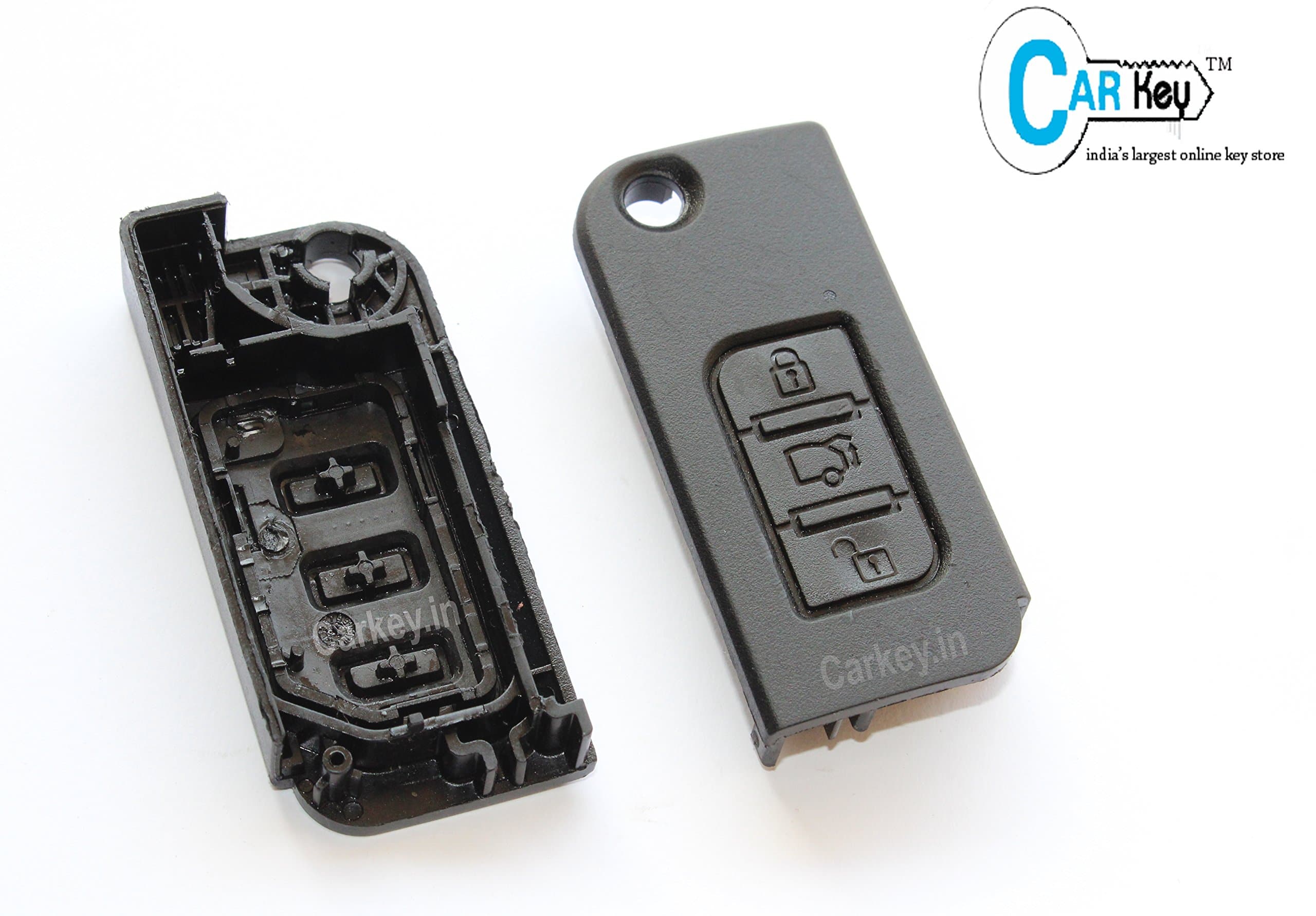 Carkey Xuvfront- Mahindra 3 Button Black Flipkey Front Replacement Key Shell