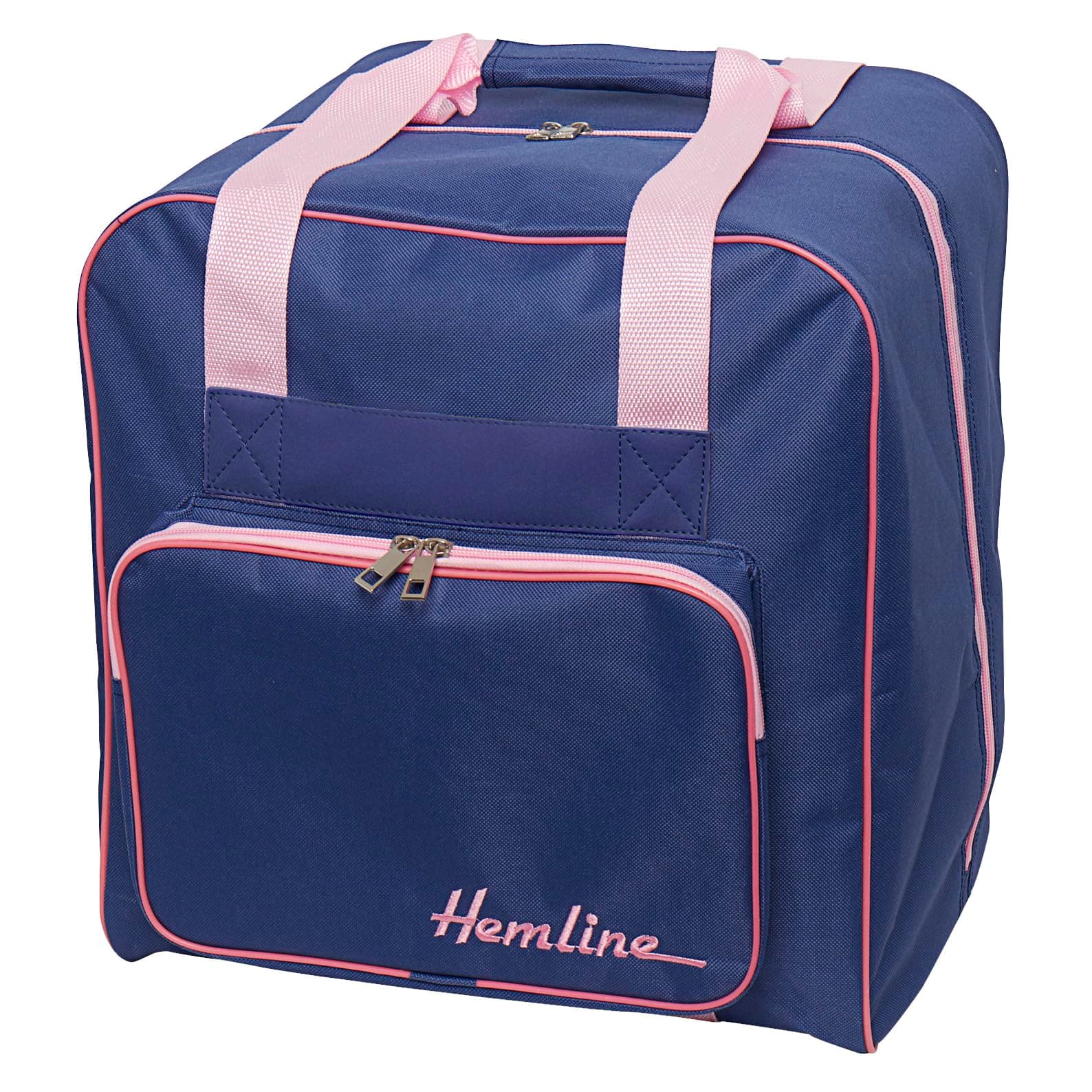 Hobby Gift Overlocker Serger Machine Storage Travel Bag- Polyester Padded Carrying Bag - Pockets for Extra Accessories Storage (d/w/h) 39 x 32 x 36cm, Navy & Pink