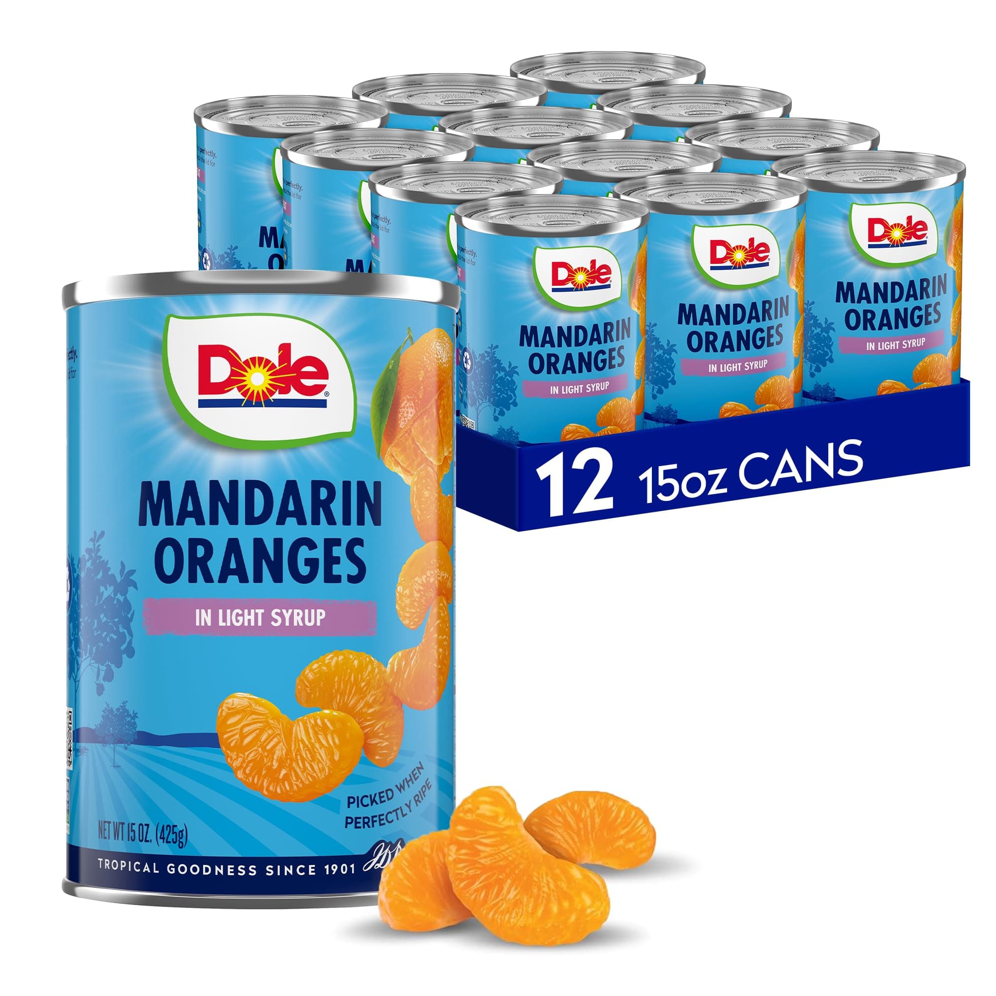 Dole Mandarin Oranges in Light Syrup - Dole Canned Fruit - Rich Source of Vitamin C - 15 oz Cans - 12 Pack
