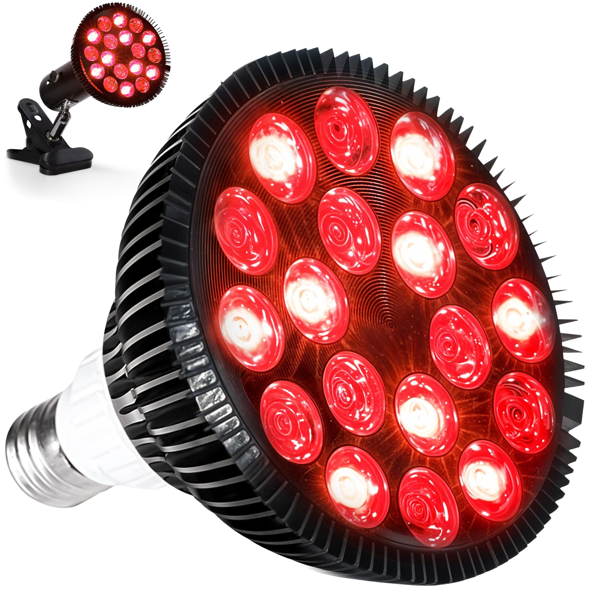 InfraGlow NIR & Red Light Therapy Lamp - Infrared Red Light Therapy Bulb with 18 LEDs & Clip-On Lamp - at-Home Red Light Therapy for Body, Chronic Pain Relief, Skin Wellness, & Recovery