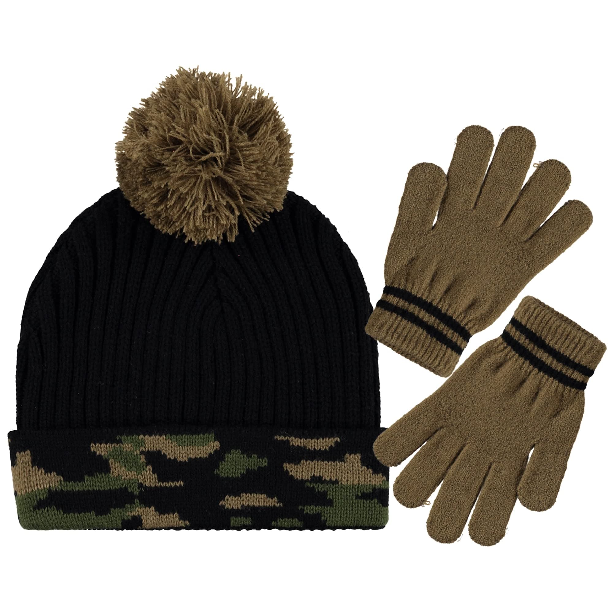 Big Boy 2 Pc Hat & Glove Set-Kid Cold Weather Winter Hat & Glove Sets