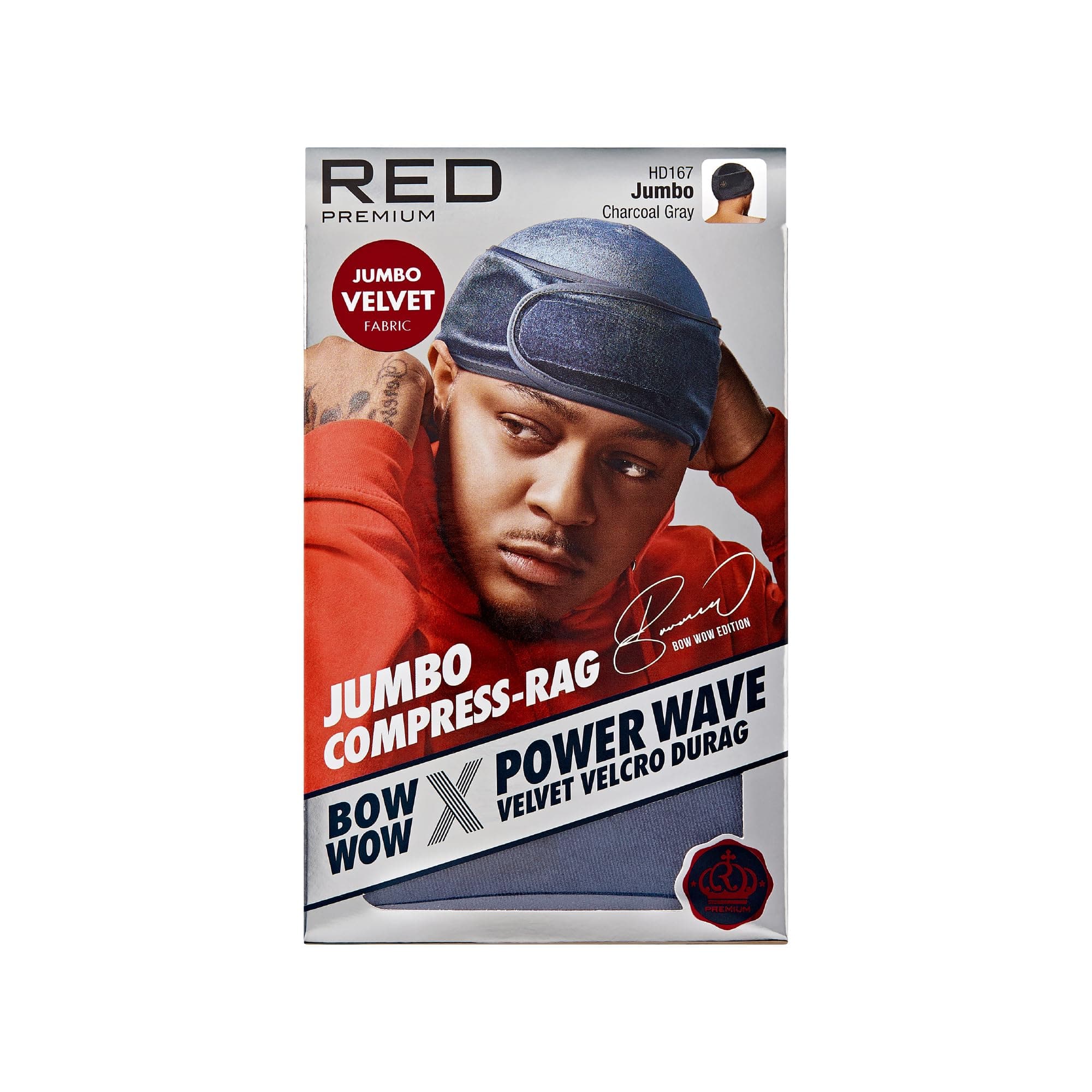 Red Premium Bow Wow PowerWave Compression Durag, Black, Charcoal Grey, Black/Blue