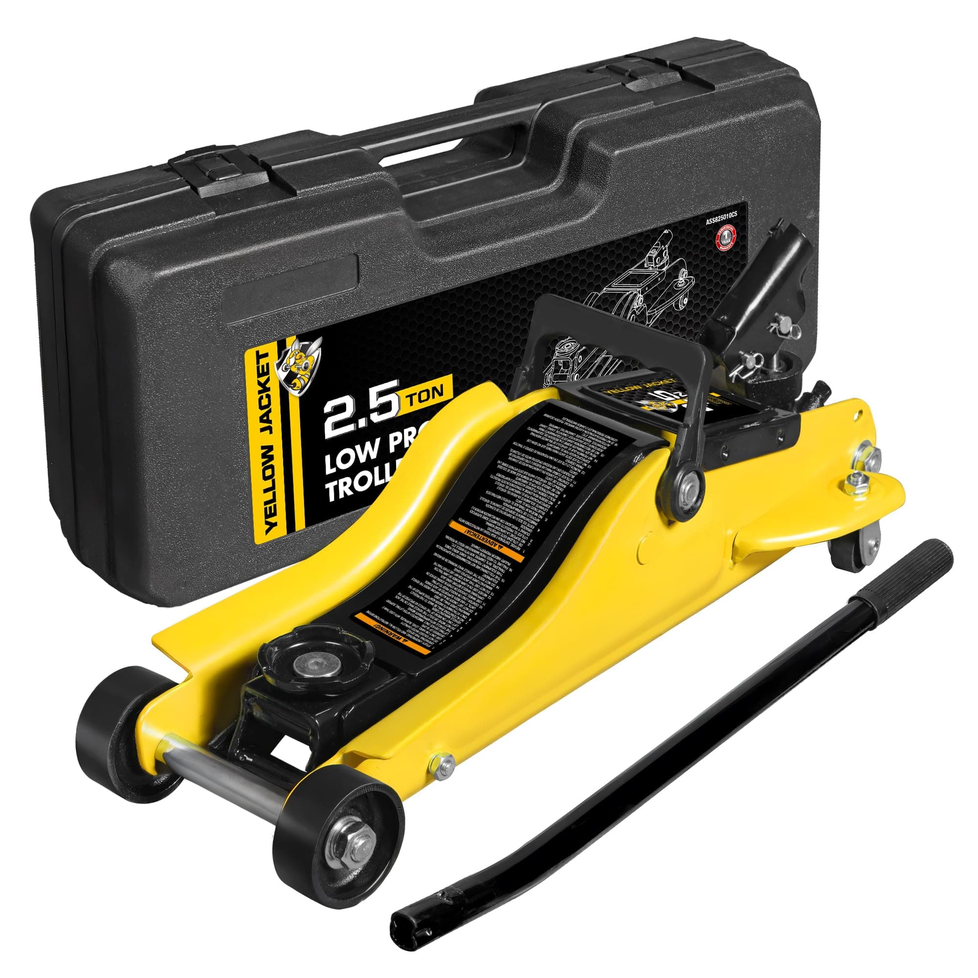 YELLOW JACKET 2.5 Ton Trolley Jack with Carrying Case Hydraulic Low Profile Floor Jack for Cars Lift with Single Piston Lift Pump, 5500 lb Capacity…