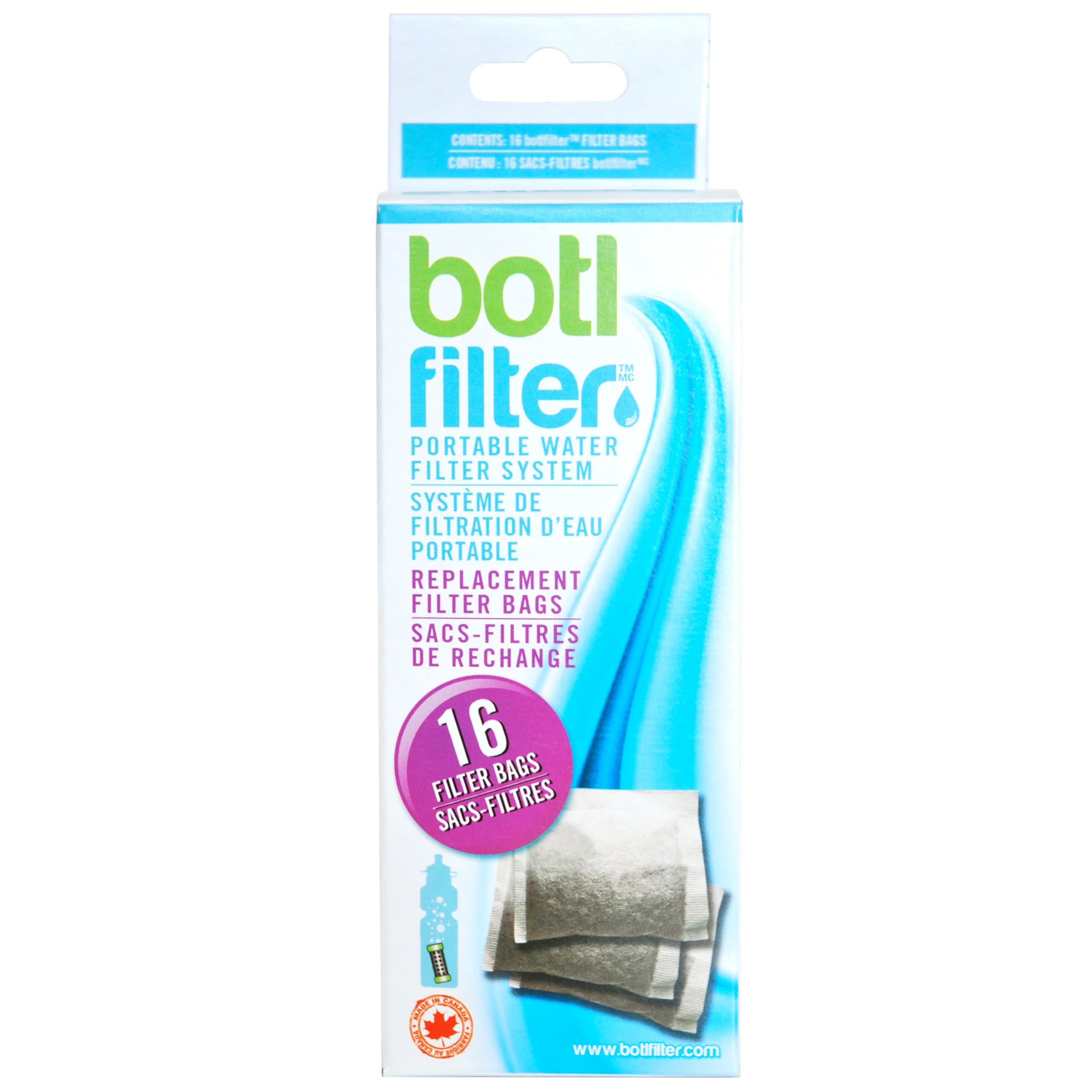 Botlfilter Portable Water Filter System Replacement Filter Bags, 16 Bags