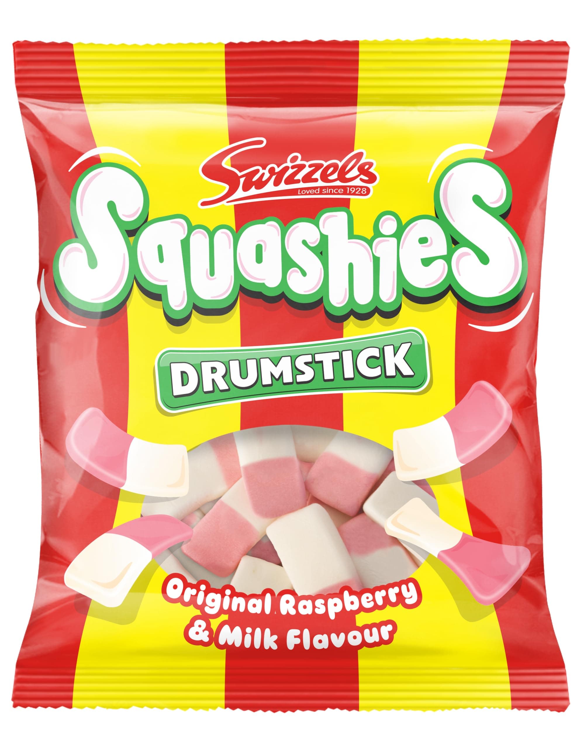 Squashies Sweets, Drumstick Squashies Original Sweets - Raspberry and Milk Flavour- Single Pack 120g