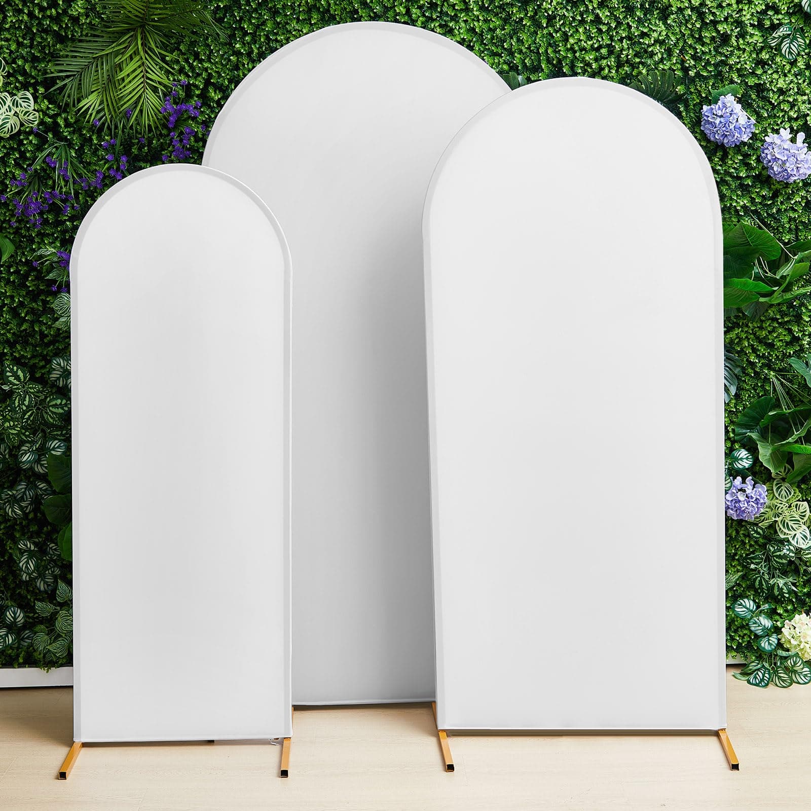 Irenare3 Pcs Arch Backdrop Spandex Fitted Wedding Arch Cover Double Sided for Party, Fits 3.3 x 6.6 ft, 2.6 x 6 ft, 2 x 5 ft Round Top Arches, Frame Not Included